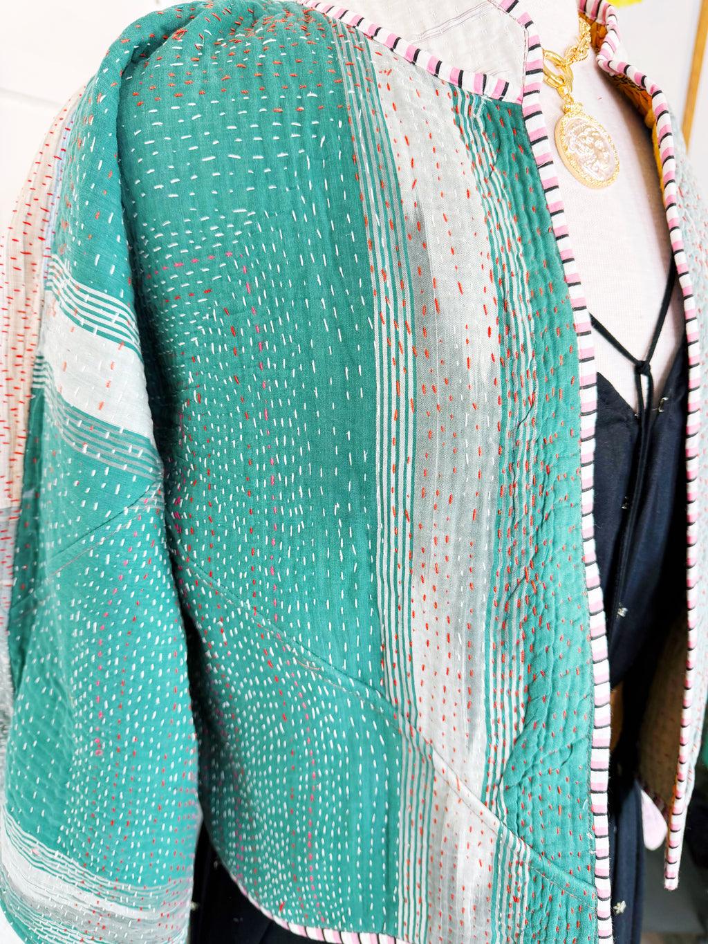 Patchwork Kantha Jacket – Quilted Reversible Blanket Coat