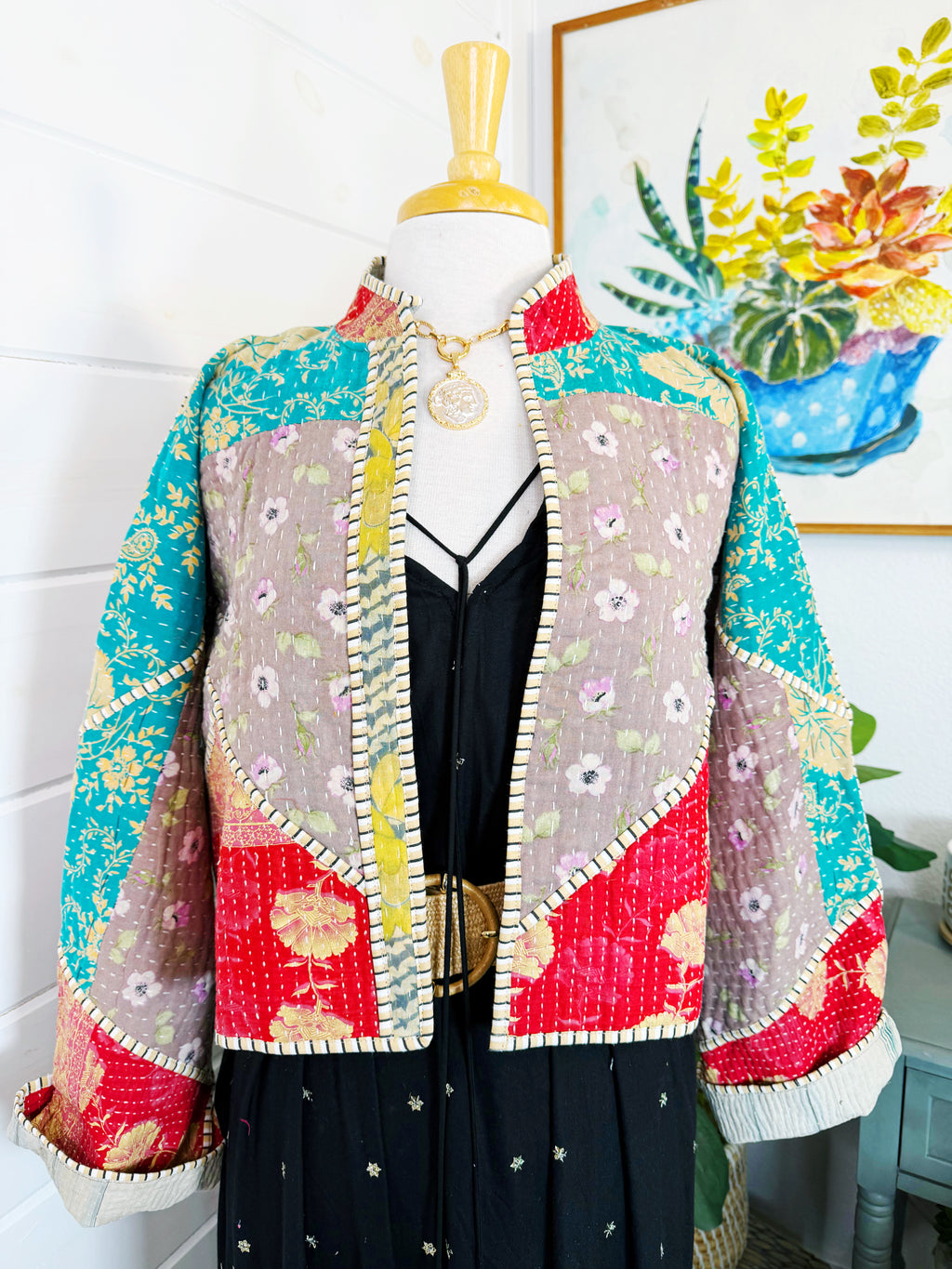 Patchwork Kantha Jacket – Quilted Reversible Blanket Coat