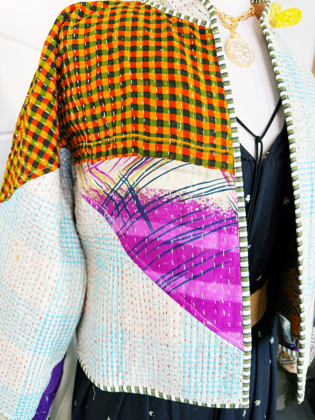 Patchwork Kantha Jacket – Quilted Reversible Blanket Coat