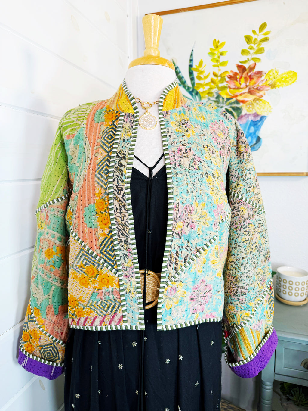 Patchwork Kantha Jacket – Quilted Reversible Blanket Coat