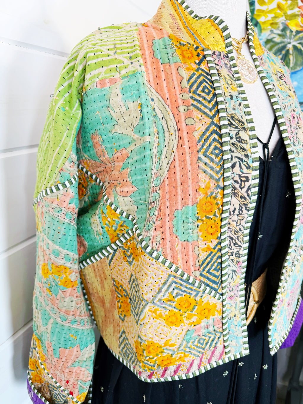 Patchwork Kantha Jacket – Quilted Reversible Blanket Coat