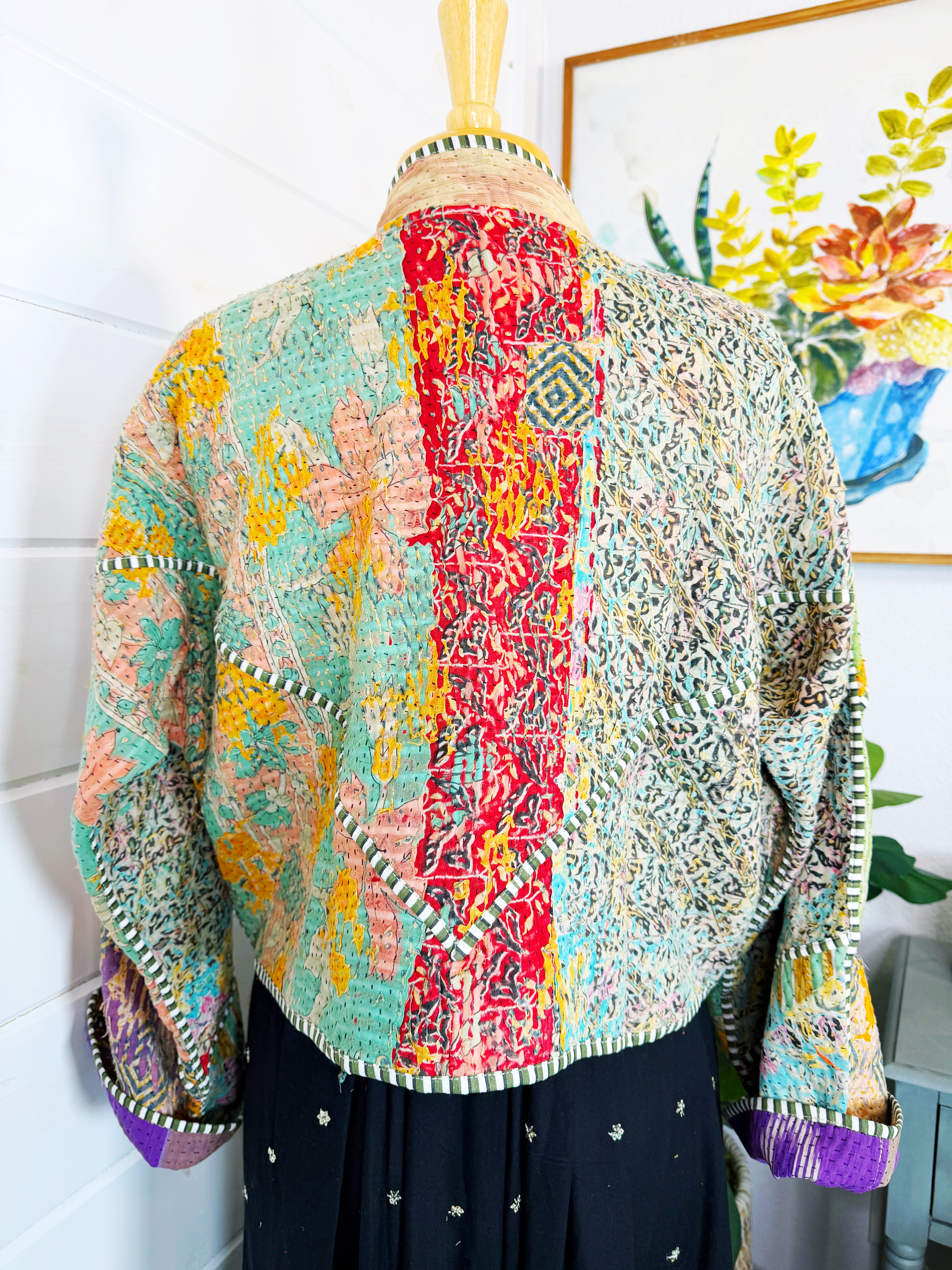 Patchwork Kantha Jacket – Quilted Reversible Blanket Coat