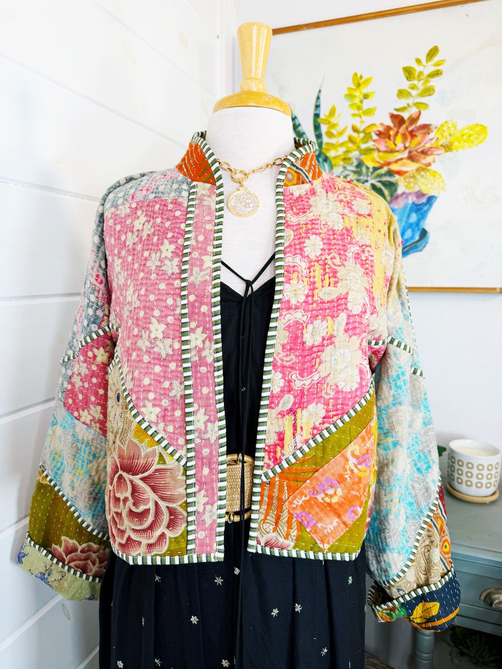 Patchwork Kantha Jacket – Quilted Reversible Blanket Coat