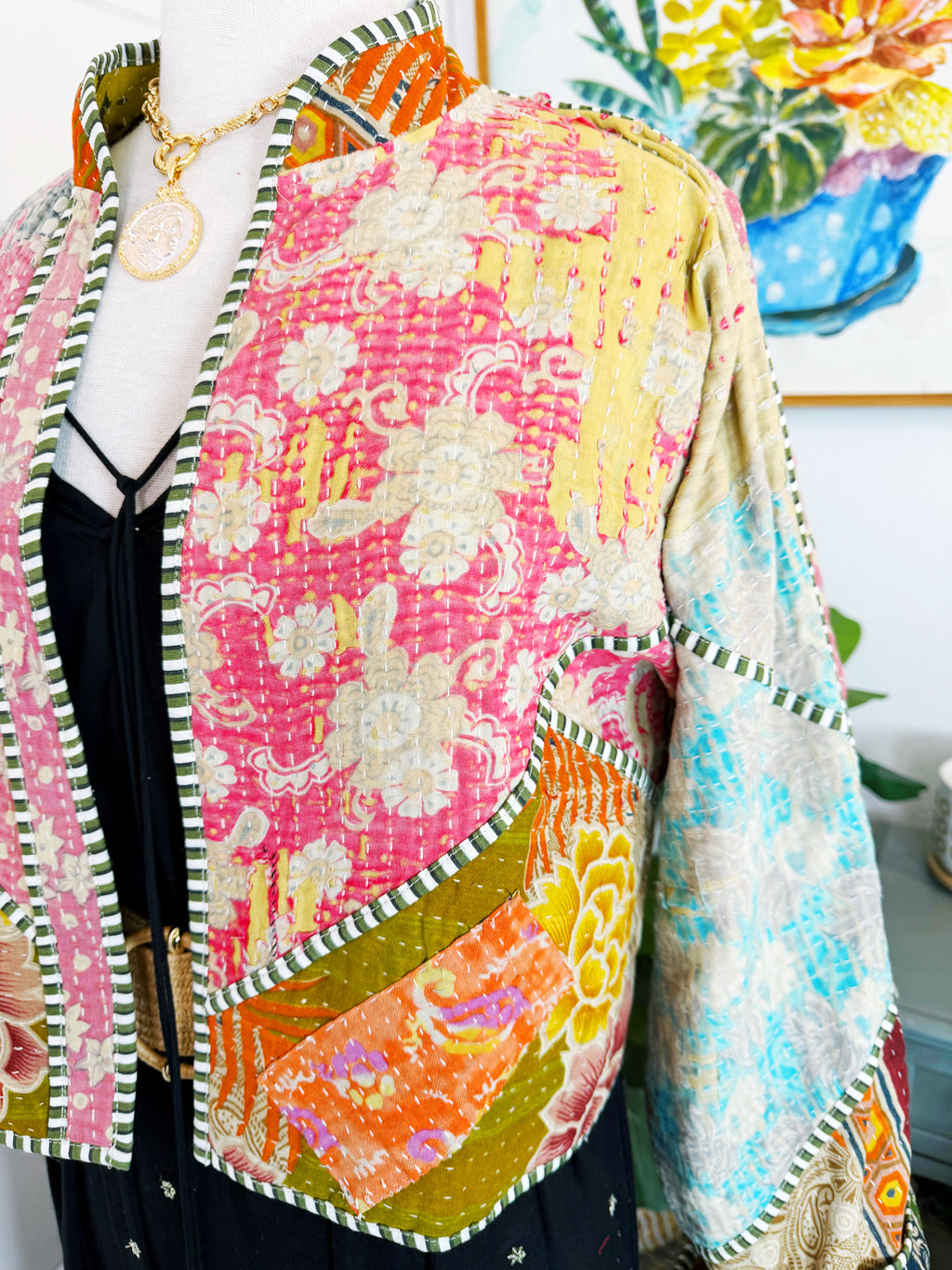 Patchwork Kantha Jacket – Quilted Reversible Blanket Coat