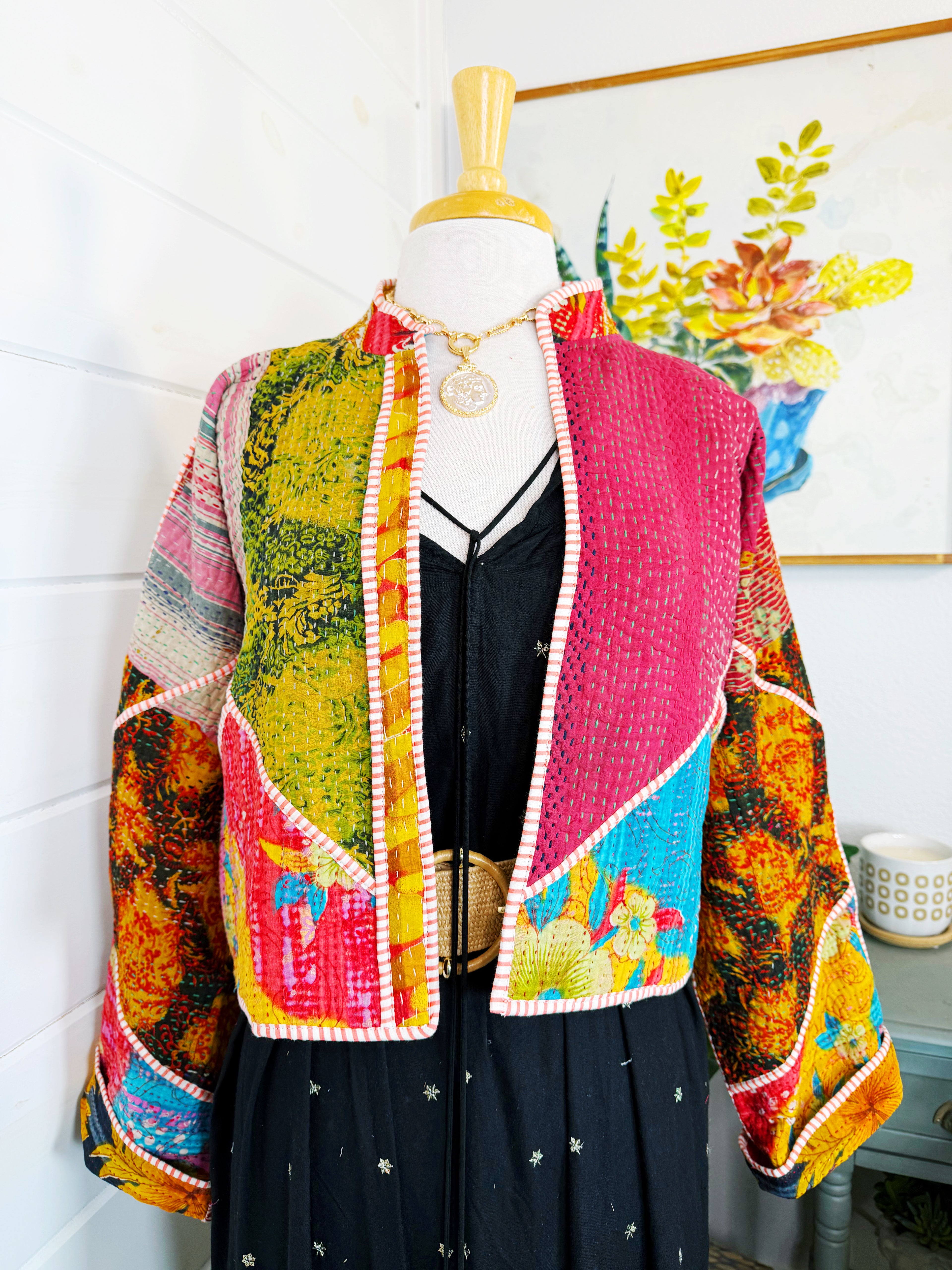 Patchwork Kantha Jacket – Quilted Reversible Blanket Coat
