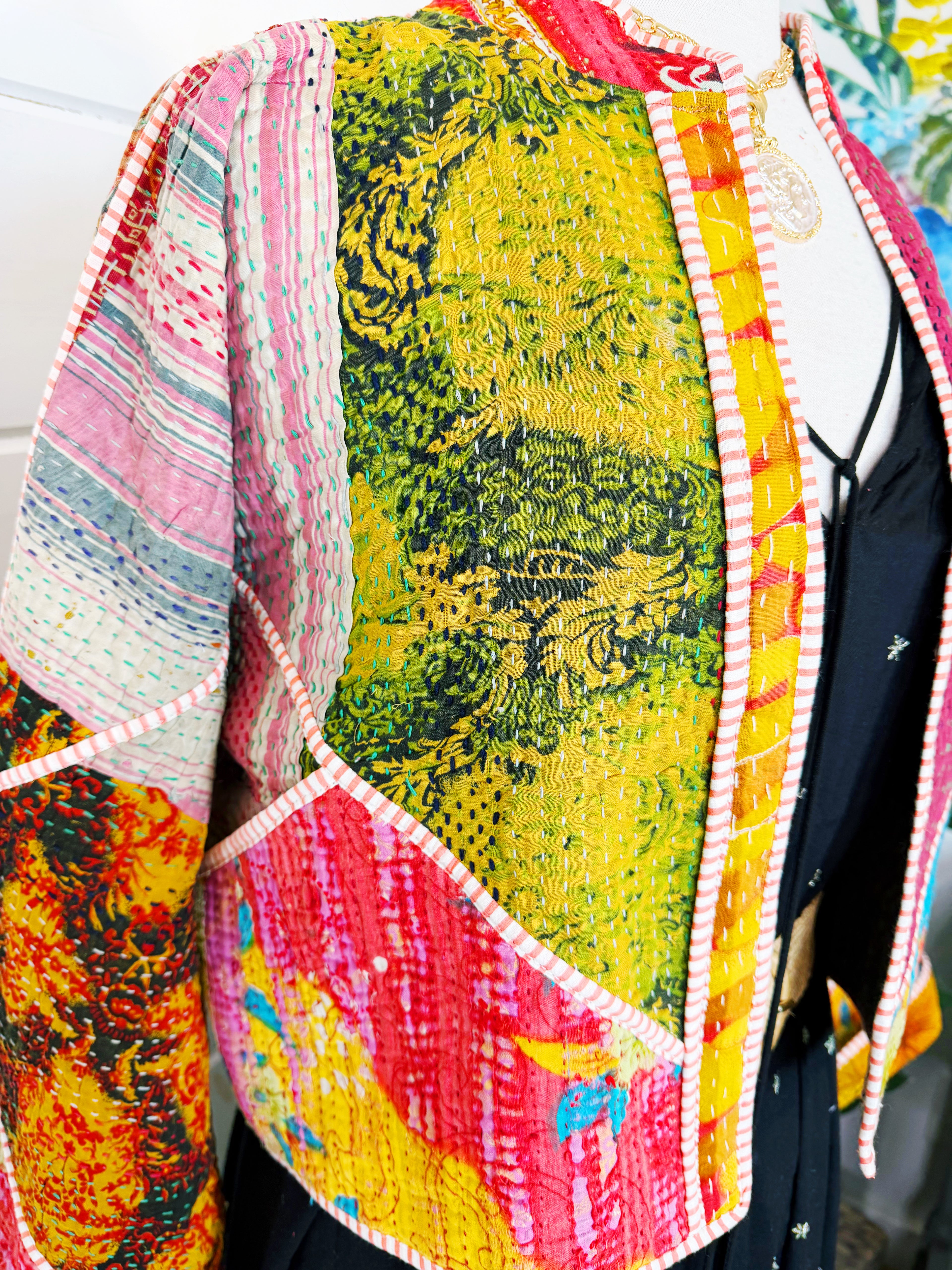 Patchwork Kantha Jacket – Quilted Reversible Blanket Coat