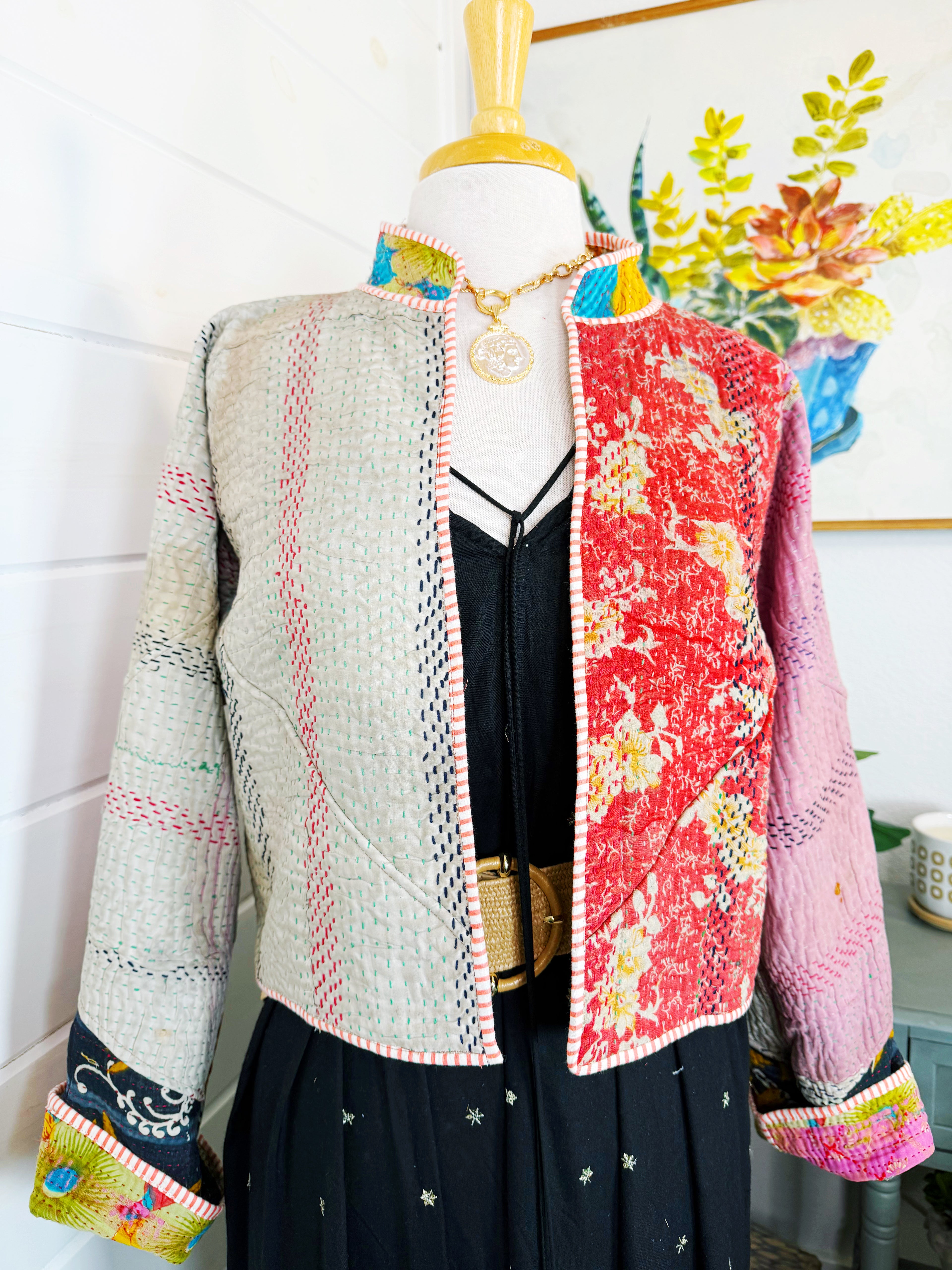 Patchwork Kantha Jacket – Quilted Reversible Blanket Coat