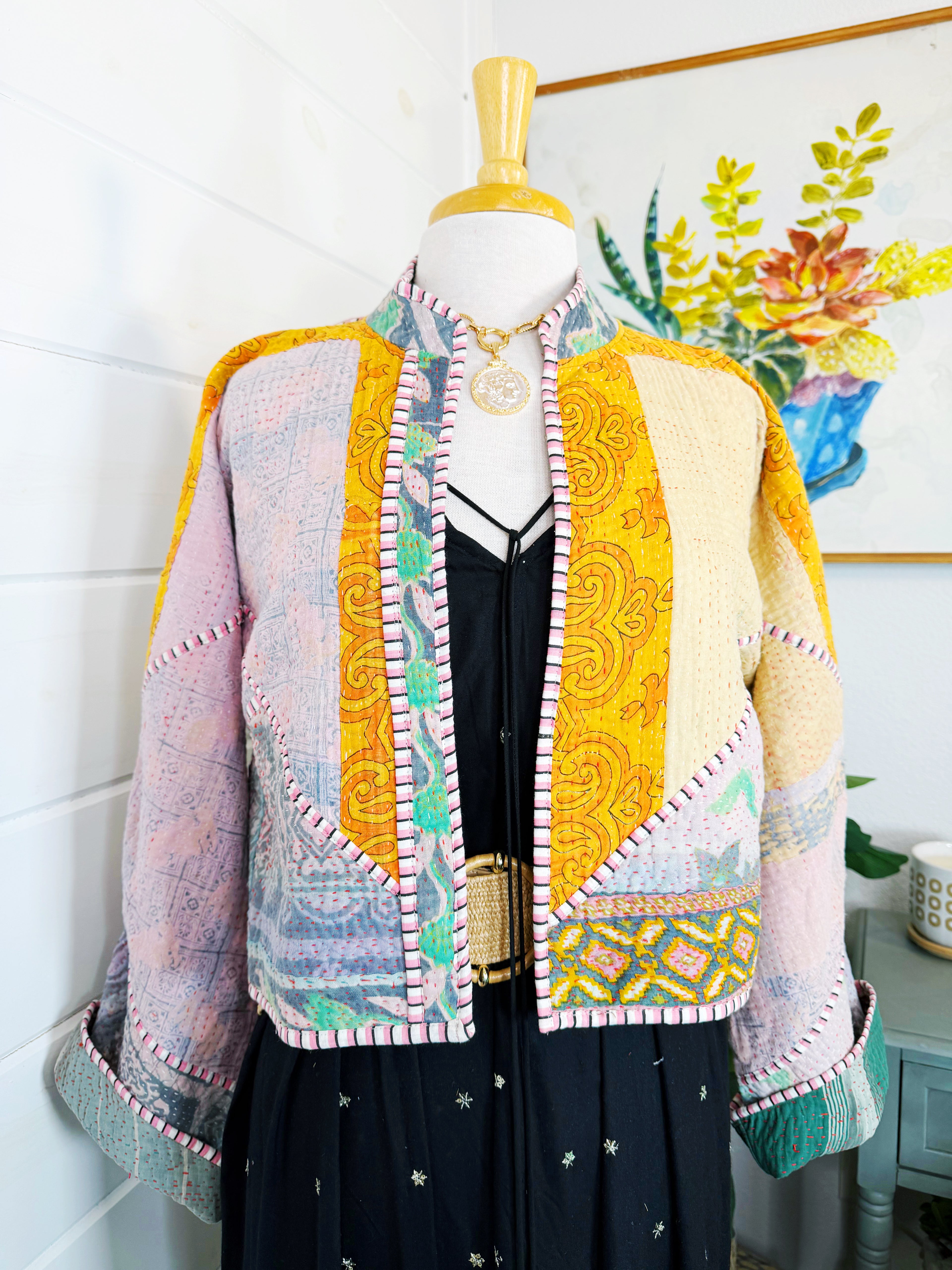 Patchwork Kantha Jacket – Quilted Reversible Blanket Coat