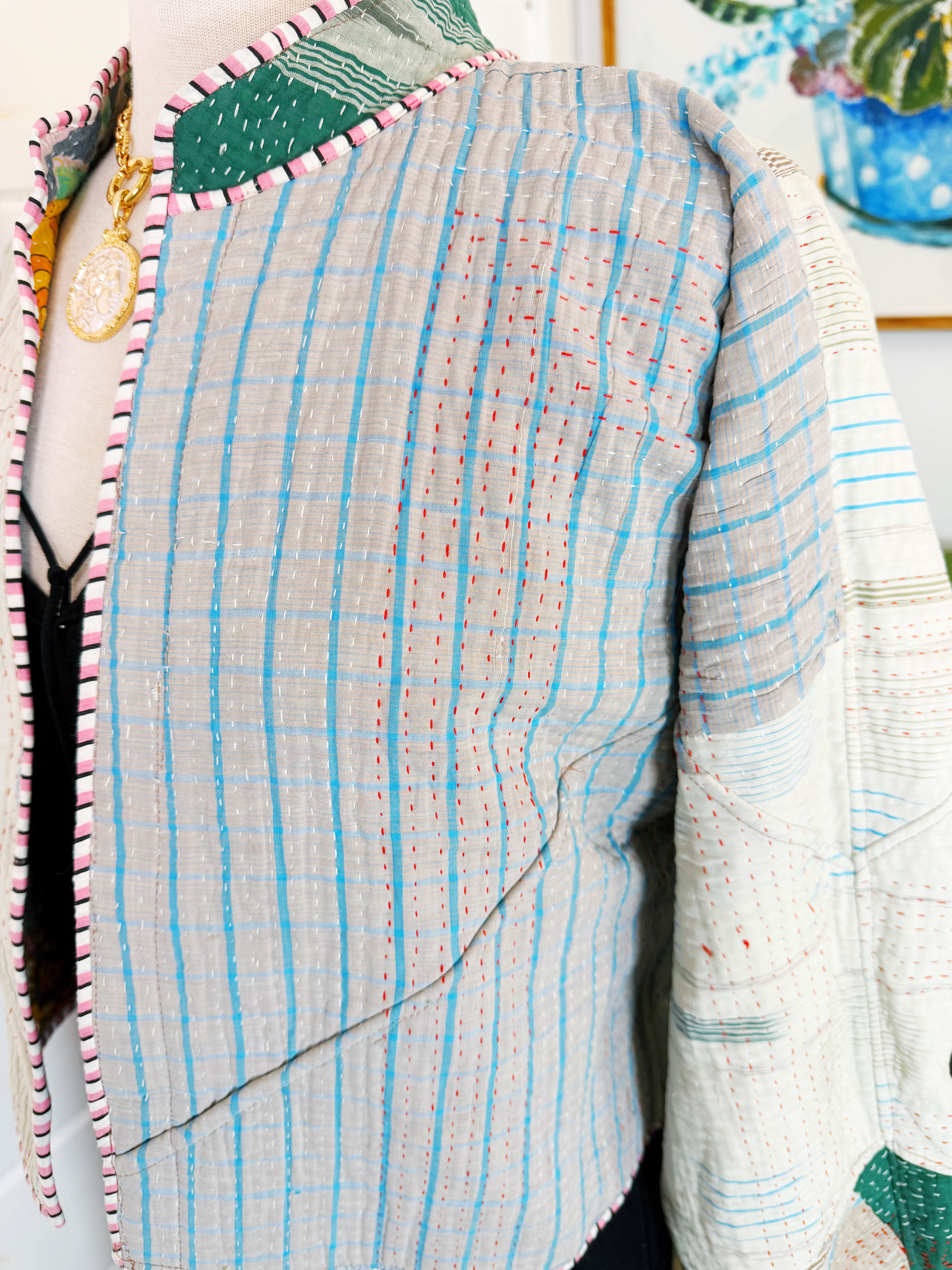 Patchwork Kantha Jacket – Quilted Reversible Blanket Coat