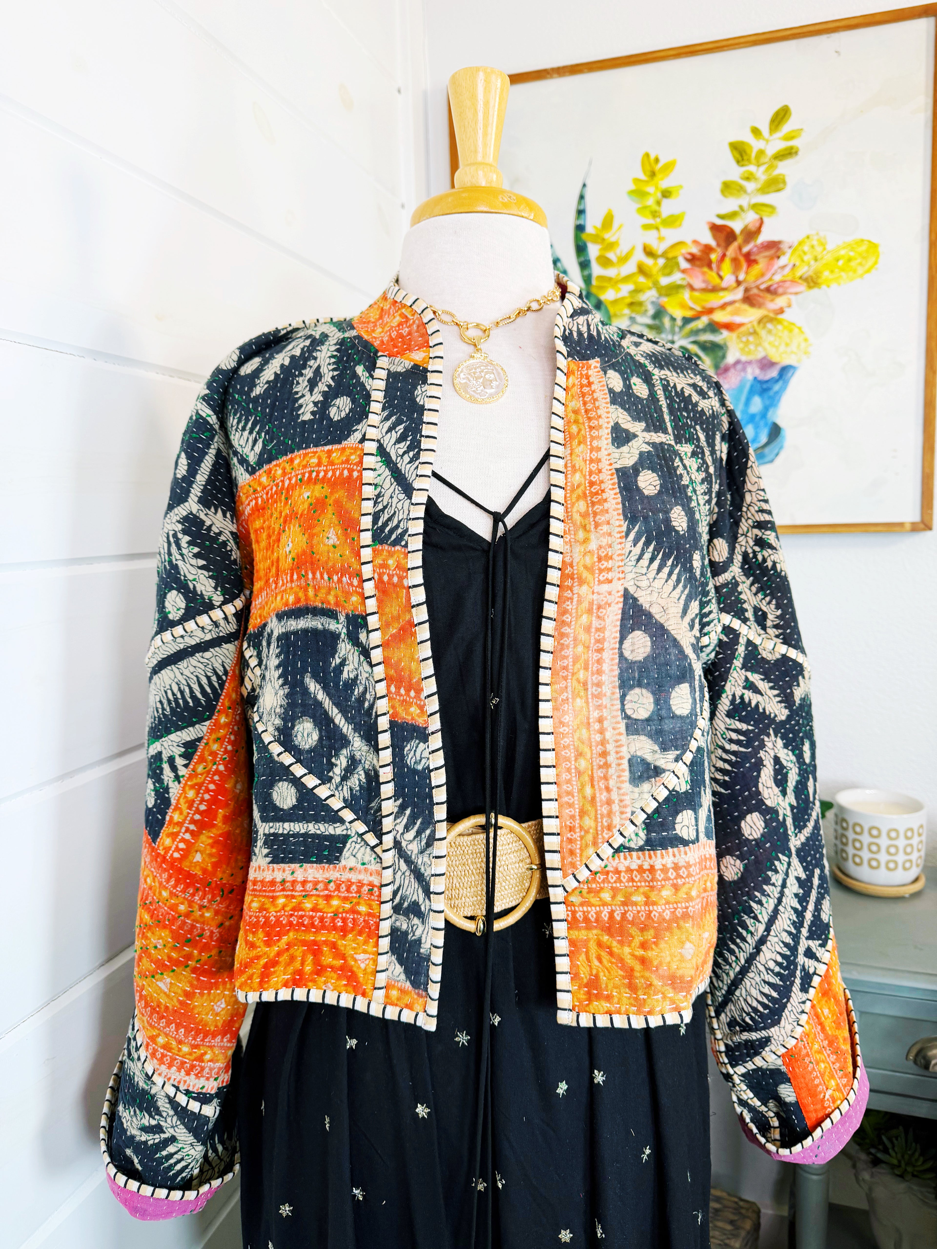 Patchwork Kantha Jacket – Quilted Reversible Blanket Coat