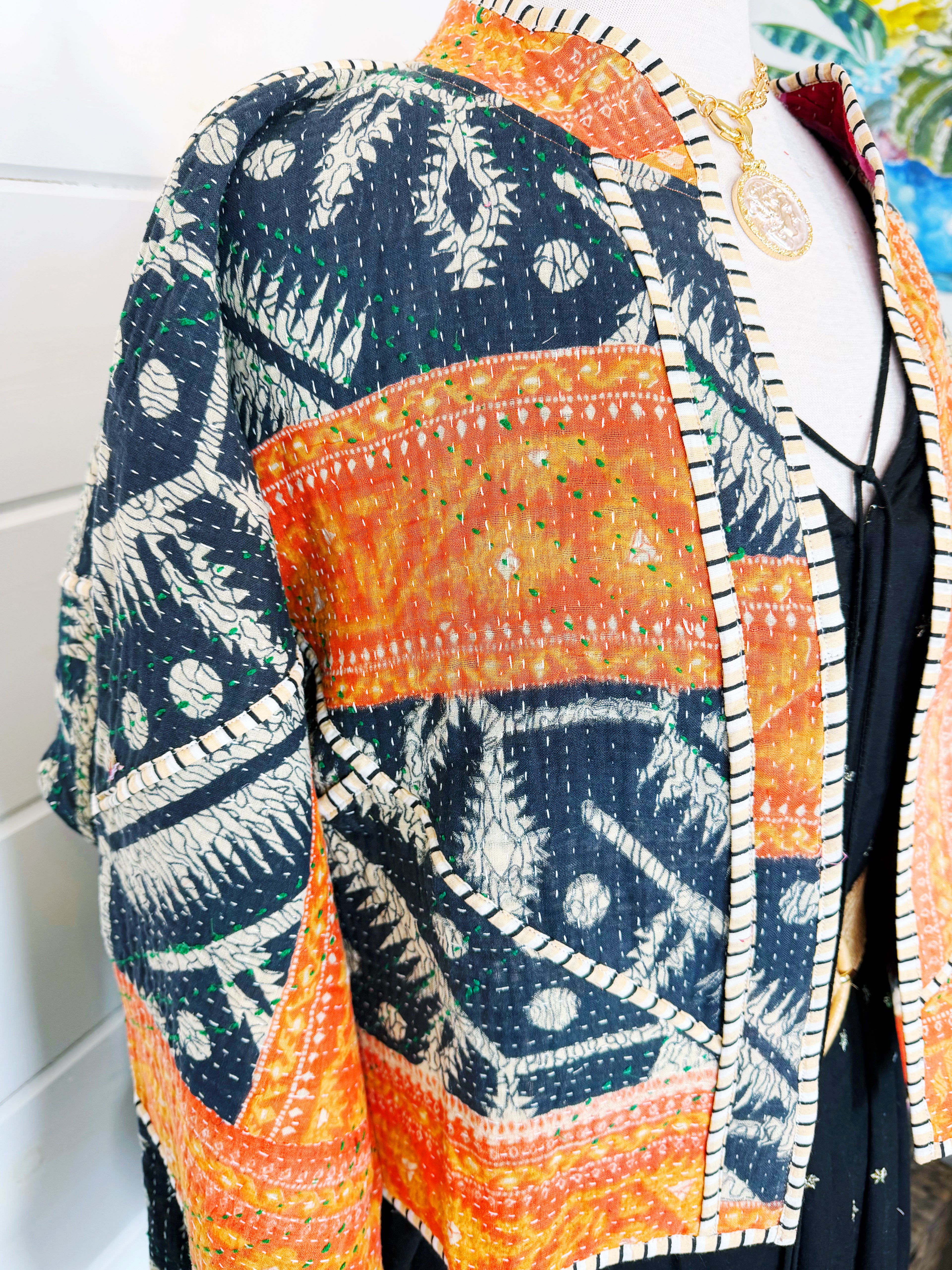 Patchwork Kantha Jacket – Quilted Reversible Blanket Coat