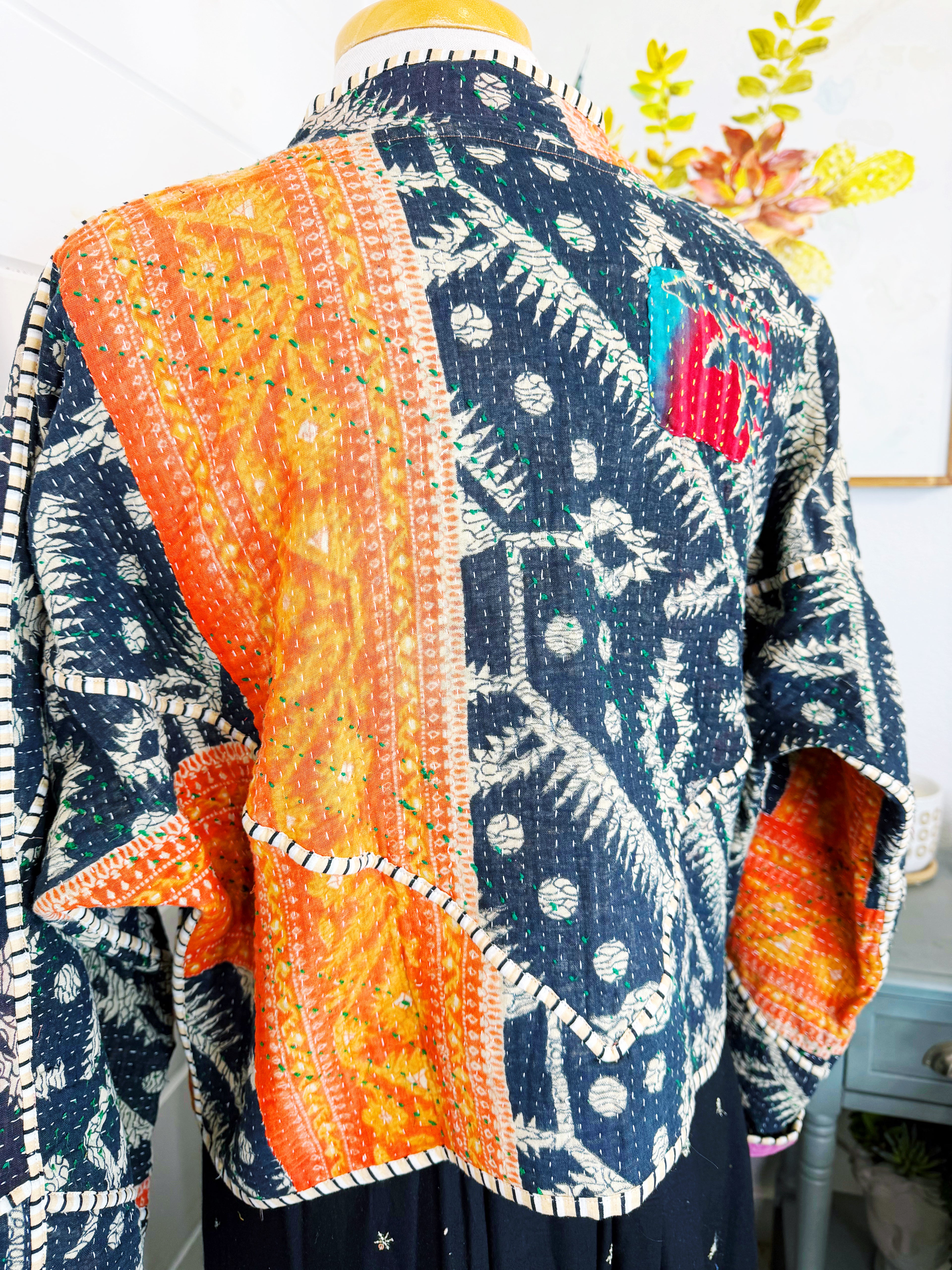 Patchwork Kantha Jacket – Quilted Reversible Blanket Coat