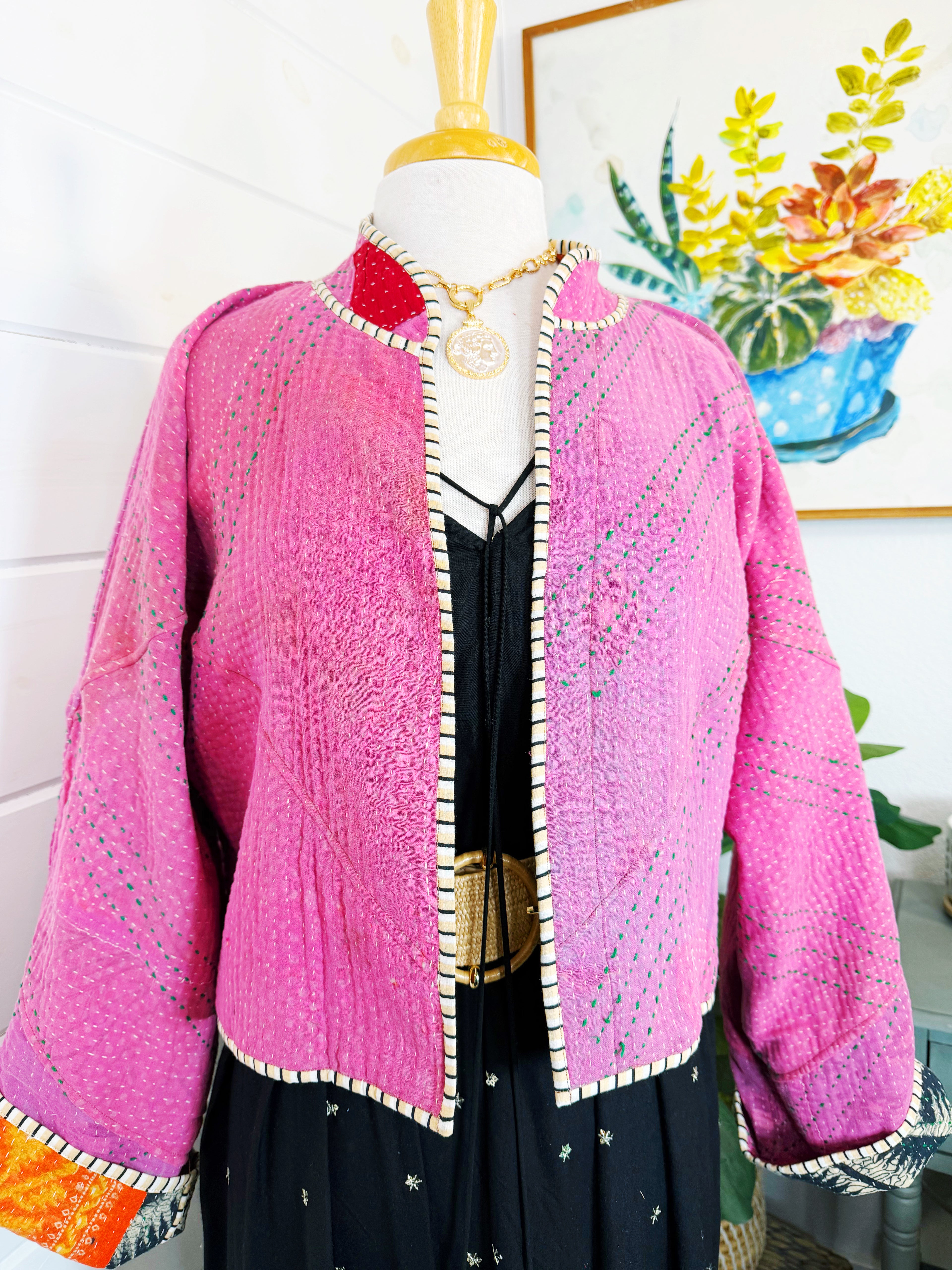 Patchwork Kantha Jacket – Quilted Reversible Blanket Coat