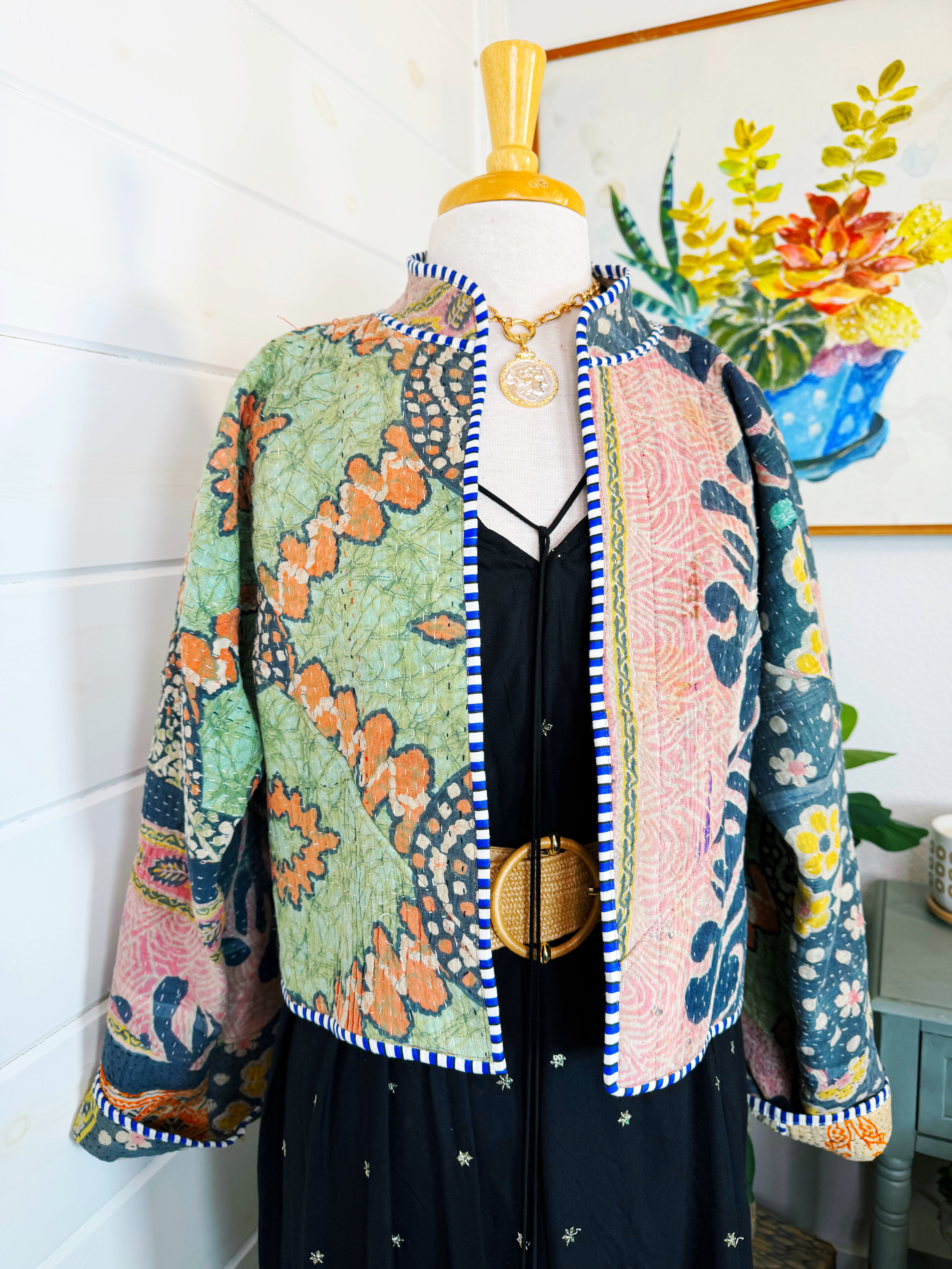 Patchwork Kantha Jacket – Quilted Reversible Blanket Coat