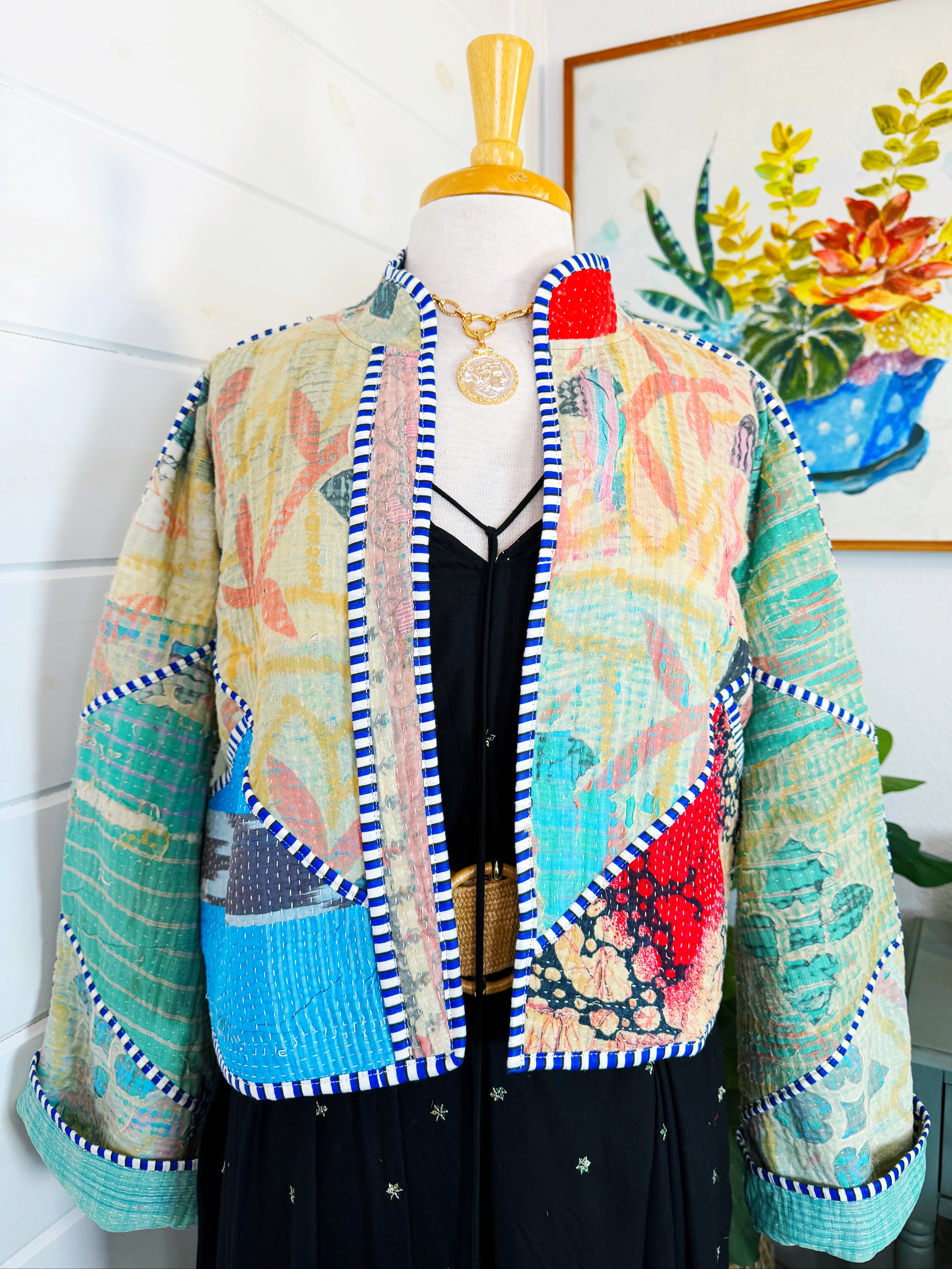 Patchwork Kantha Jacket – Quilted Reversible Blanket Coat