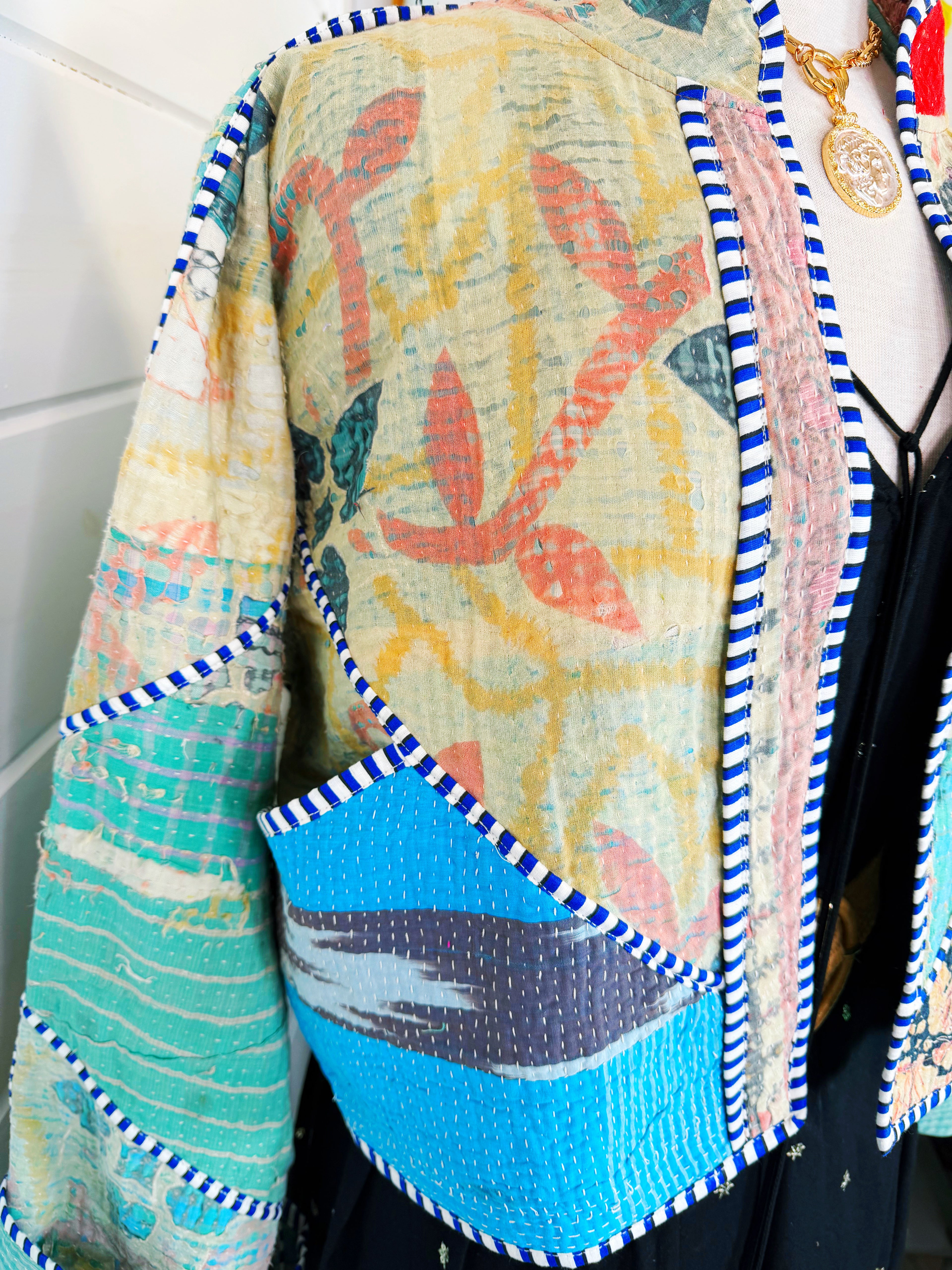 Patchwork Kantha Jacket – Quilted Reversible Blanket Coat