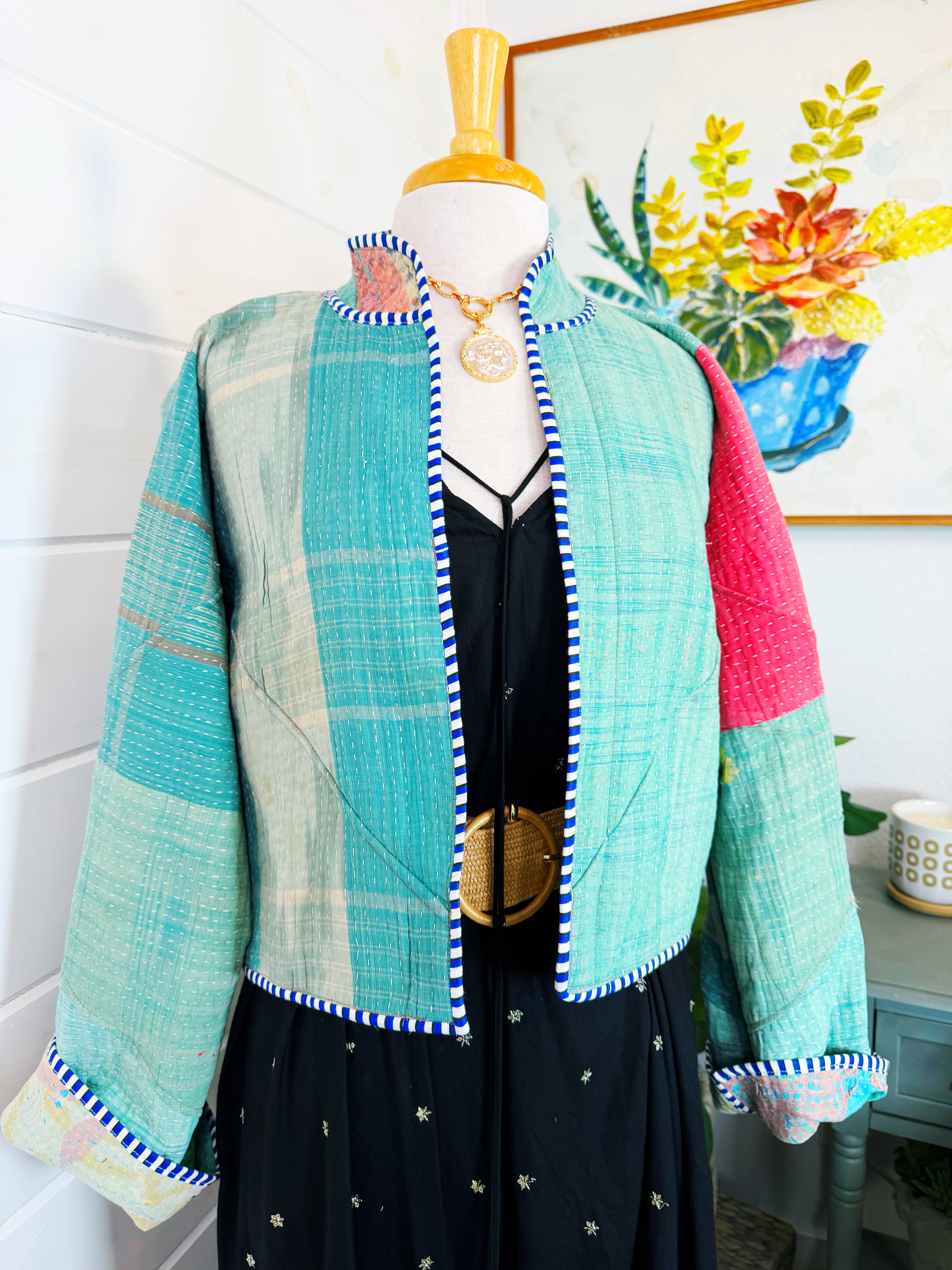 Patchwork Kantha Jacket – Quilted Reversible Blanket Coat