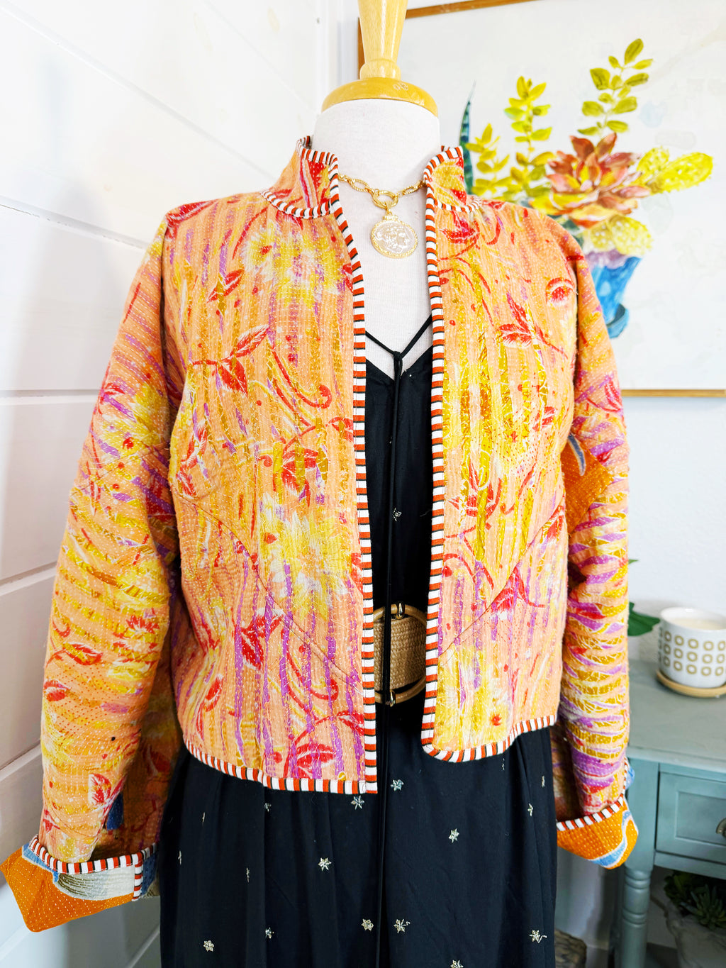 Patchwork Kantha Jacket – Quilted Reversible Blanket Coat
