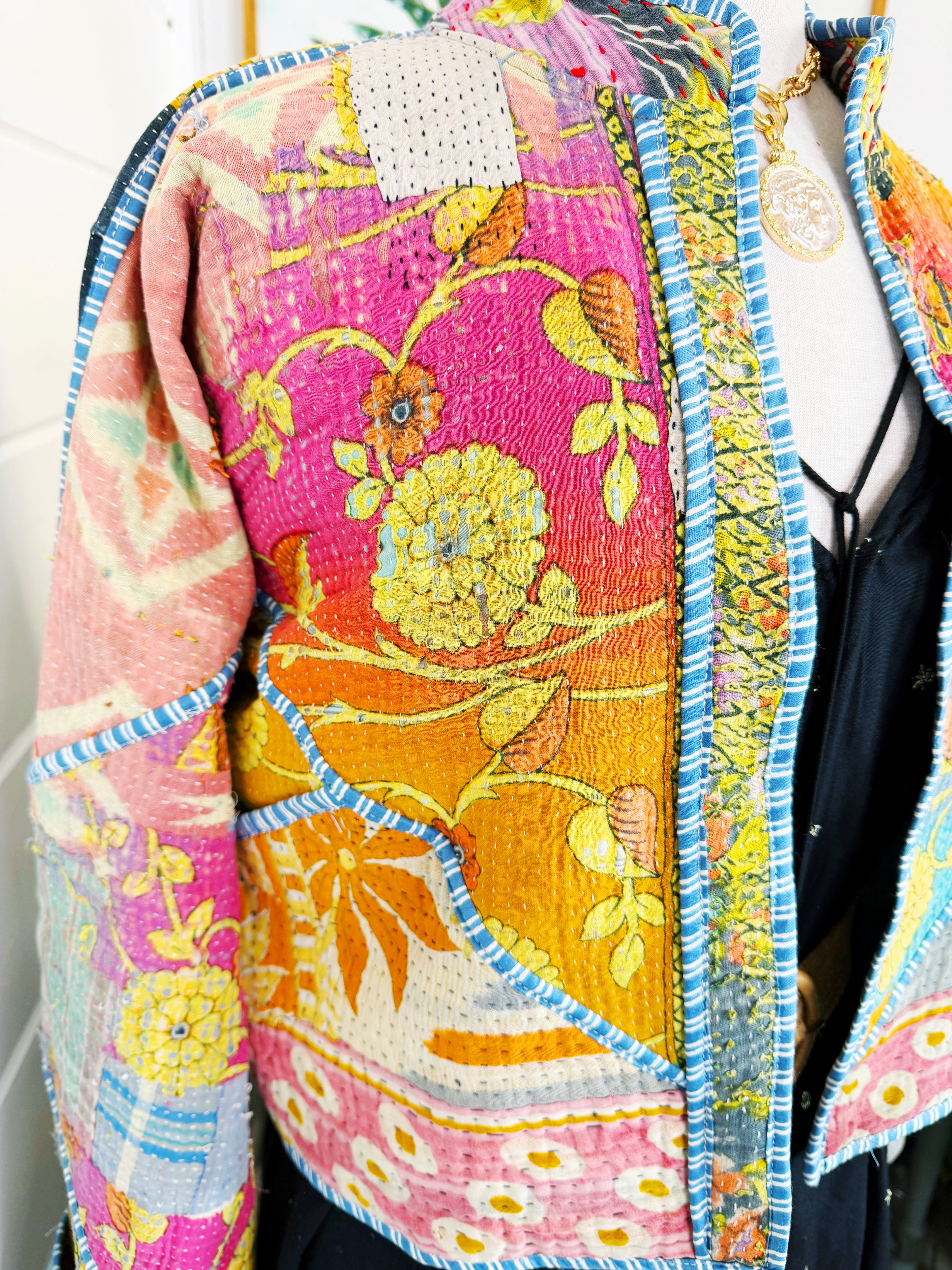 Patchwork Kantha Jacket – Quilted Reversible Blanket Coat
