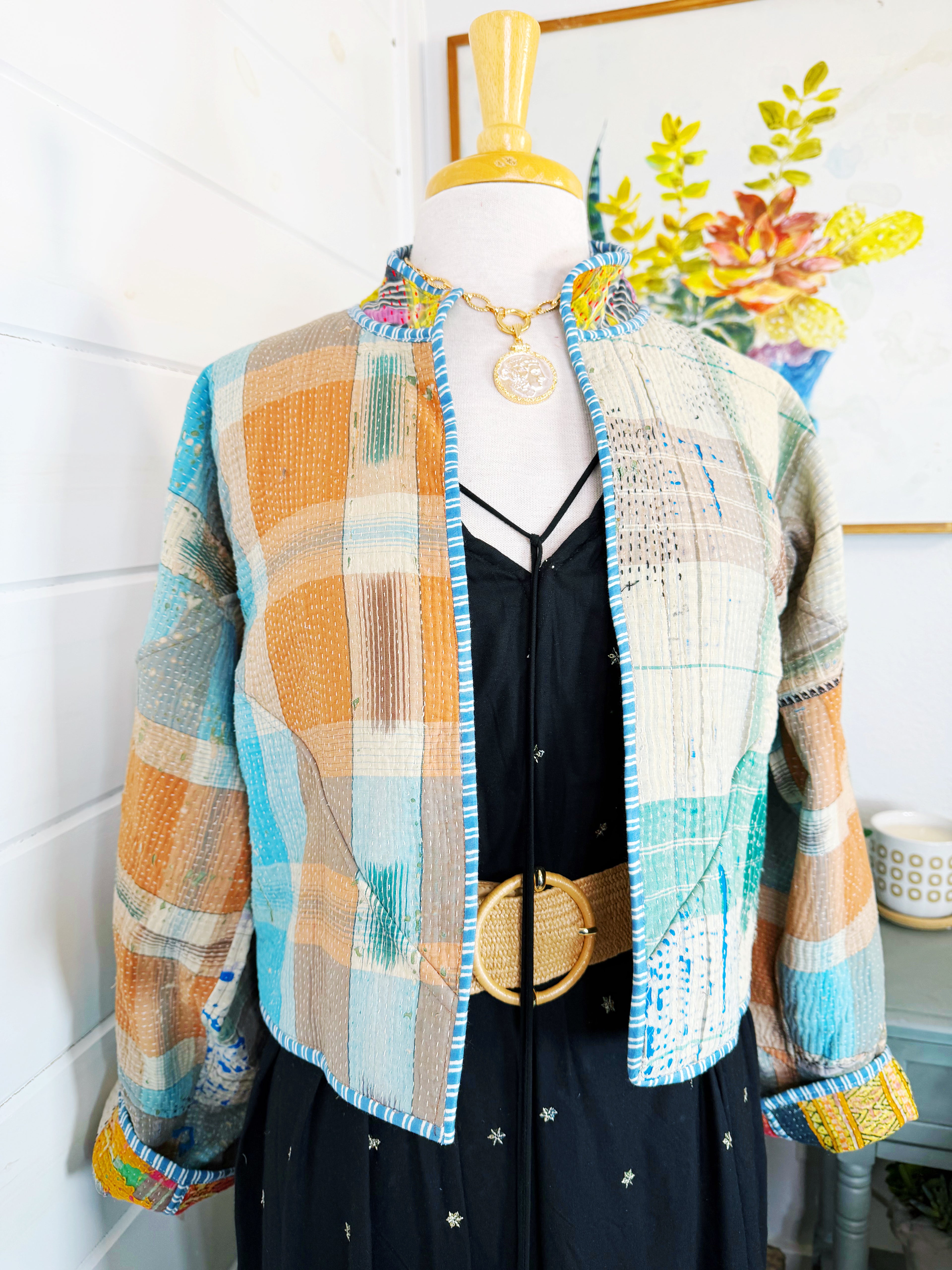 Patchwork Kantha Jacket – Quilted Reversible Blanket Coat