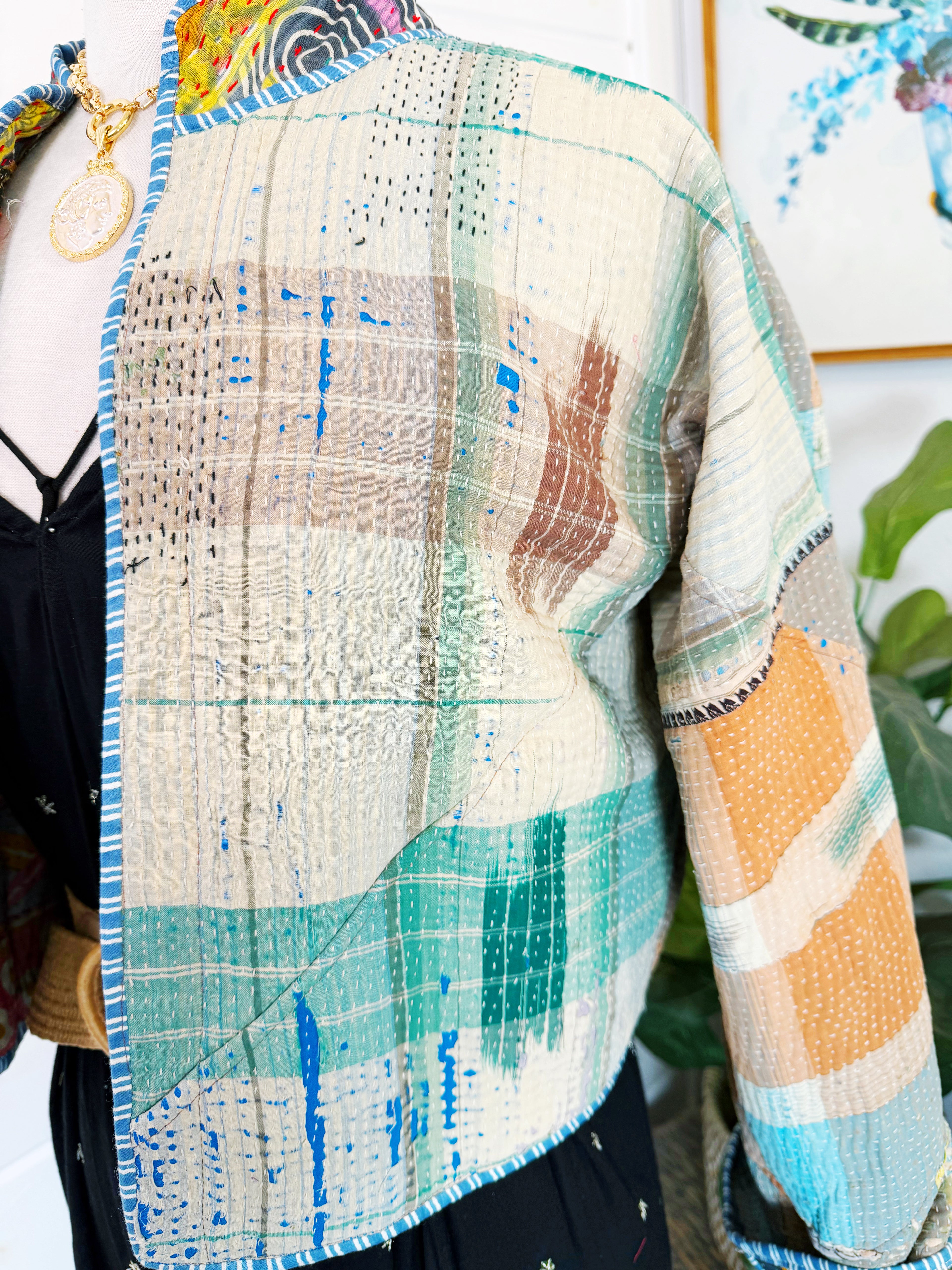 Patchwork Kantha Jacket – Quilted Reversible Blanket Coat