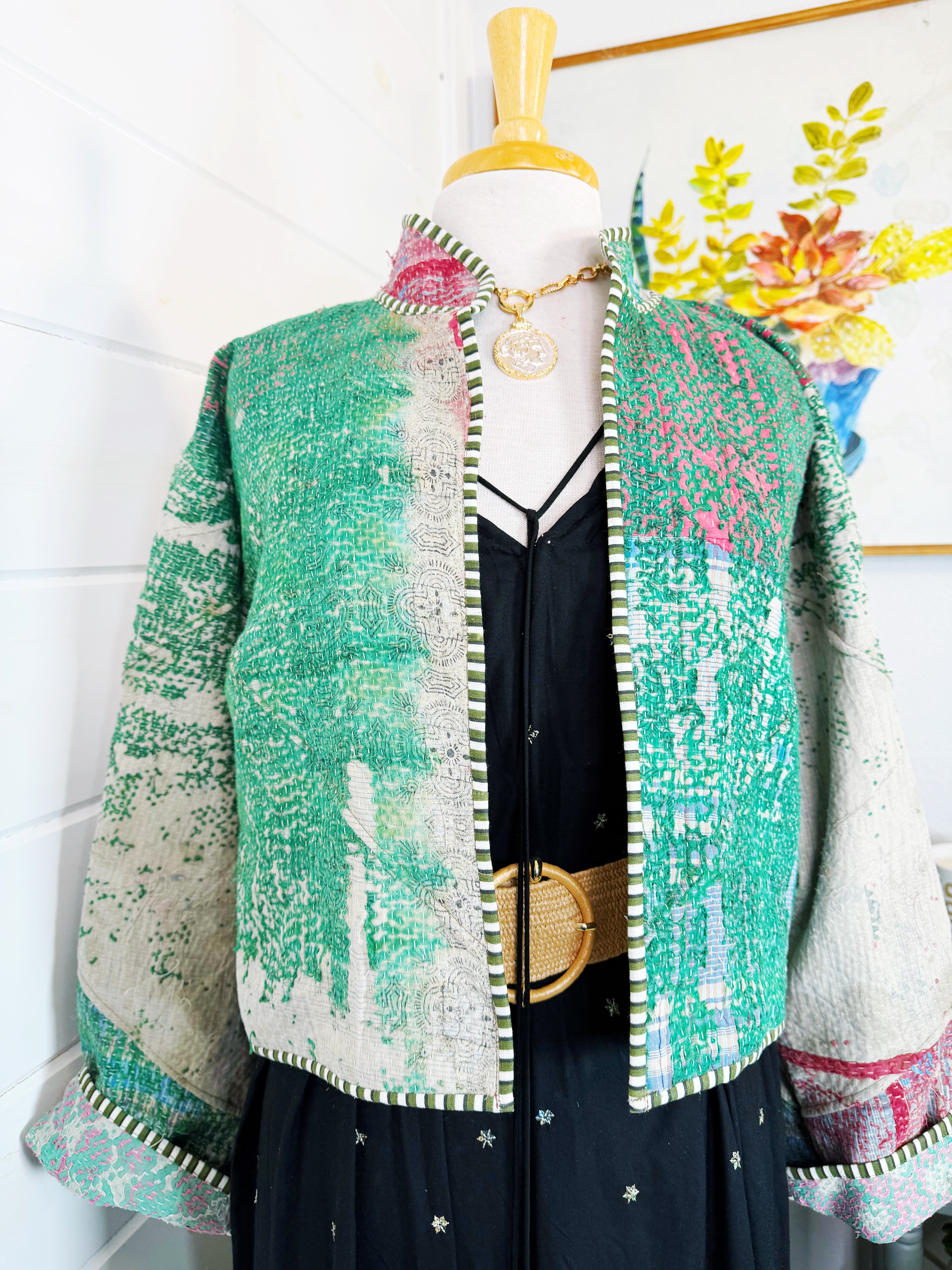Patchwork Kantha Jacket – Quilted Reversible Blanket Coat