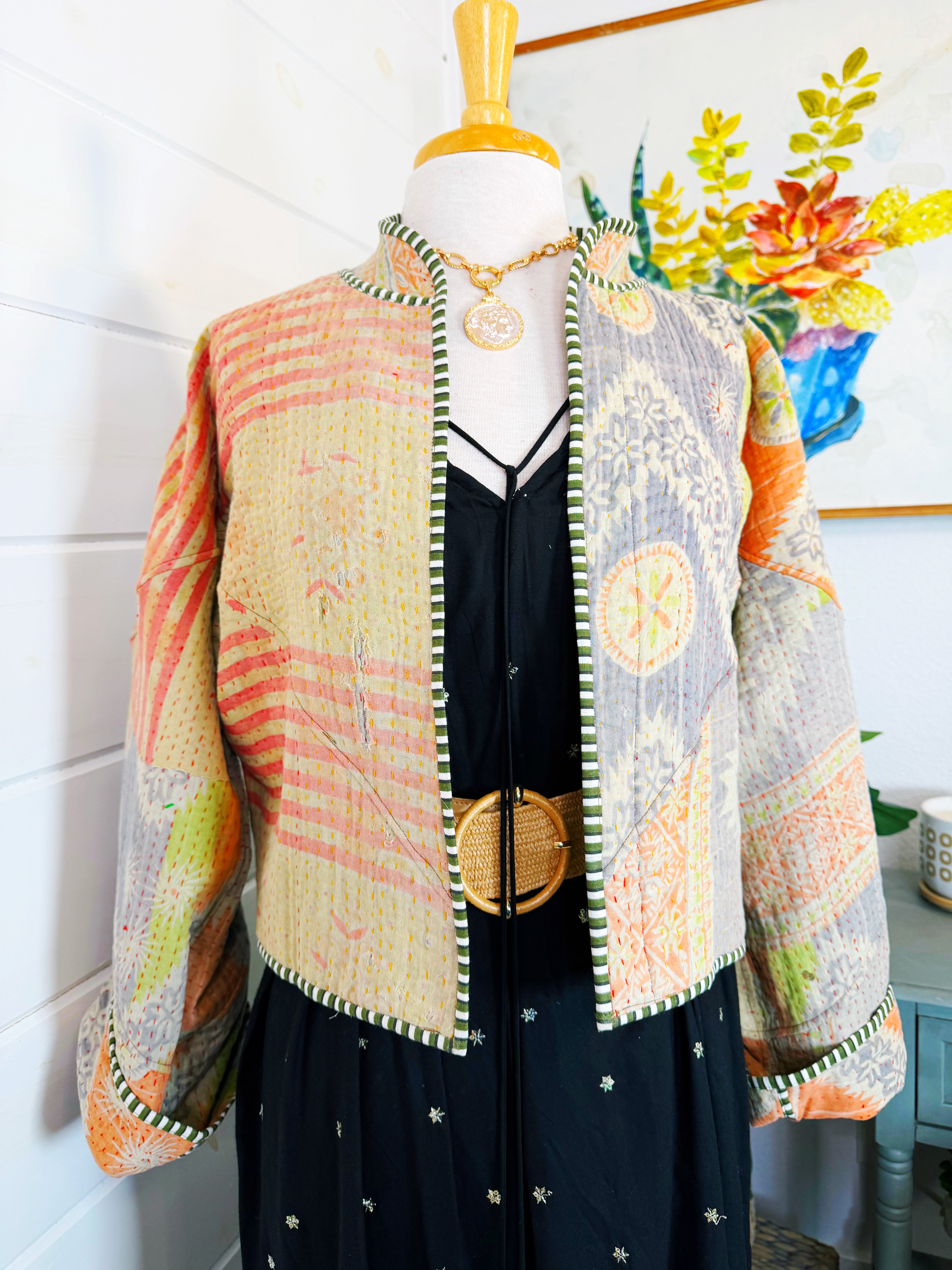 Patchwork Kantha Jacket – Quilted Reversible Blanket Coat