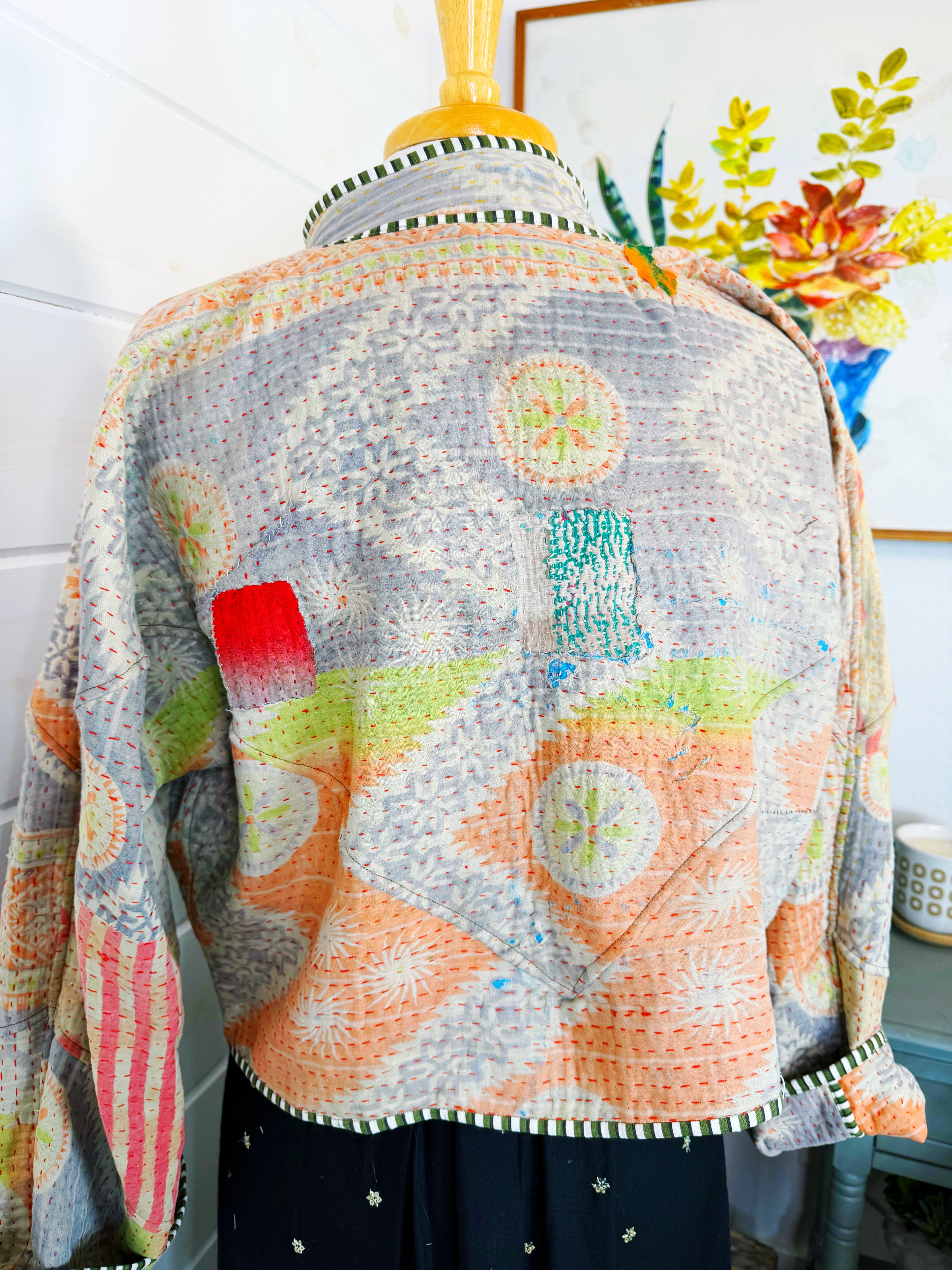 Patchwork Kantha Jacket – Quilted Reversible Blanket Coat