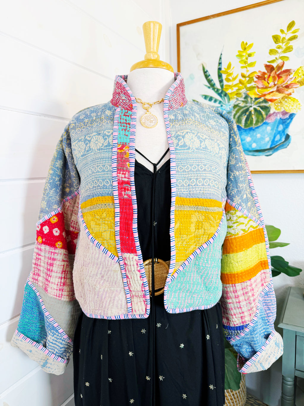 Patchwork Kantha Jacket – Quilted Reversible Blanket Coat