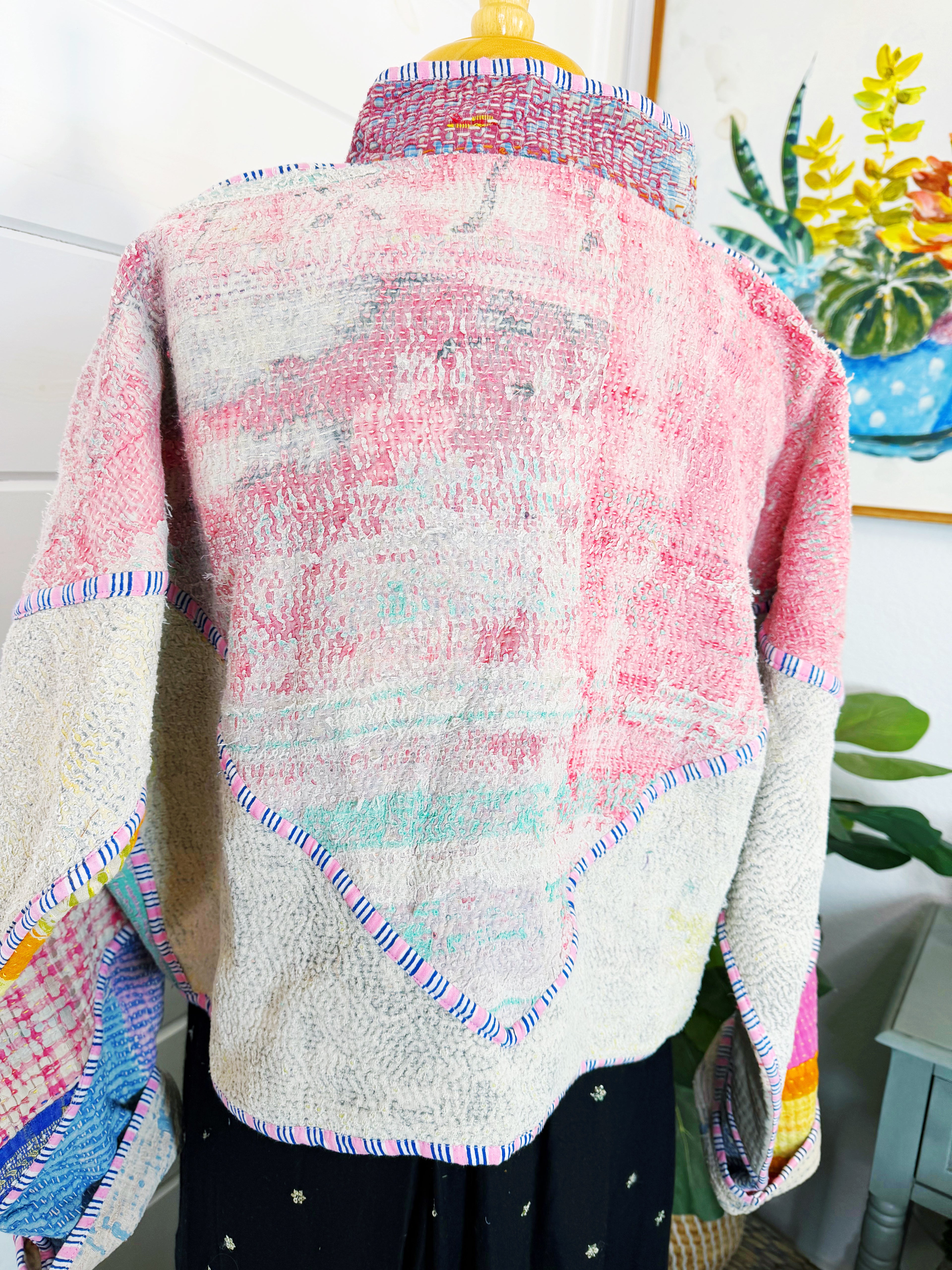 Patchwork Kantha Jacket – Quilted Reversible Blanket Coat