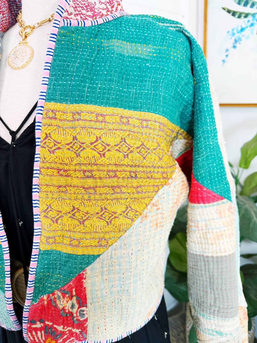 Patchwork Kantha Jacket – Quilted Reversible Blanket Coat