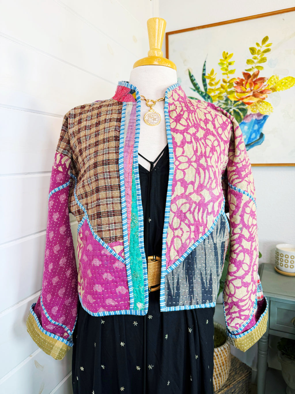 Patchwork Kantha Jacket – Quilted Reversible Blanket Coat