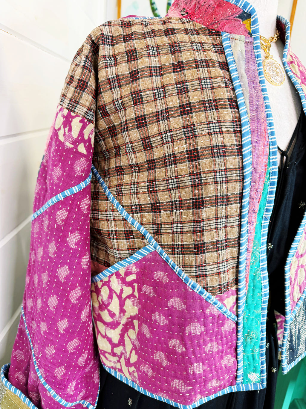 Patchwork Kantha Jacket – Quilted Reversible Blanket Coat