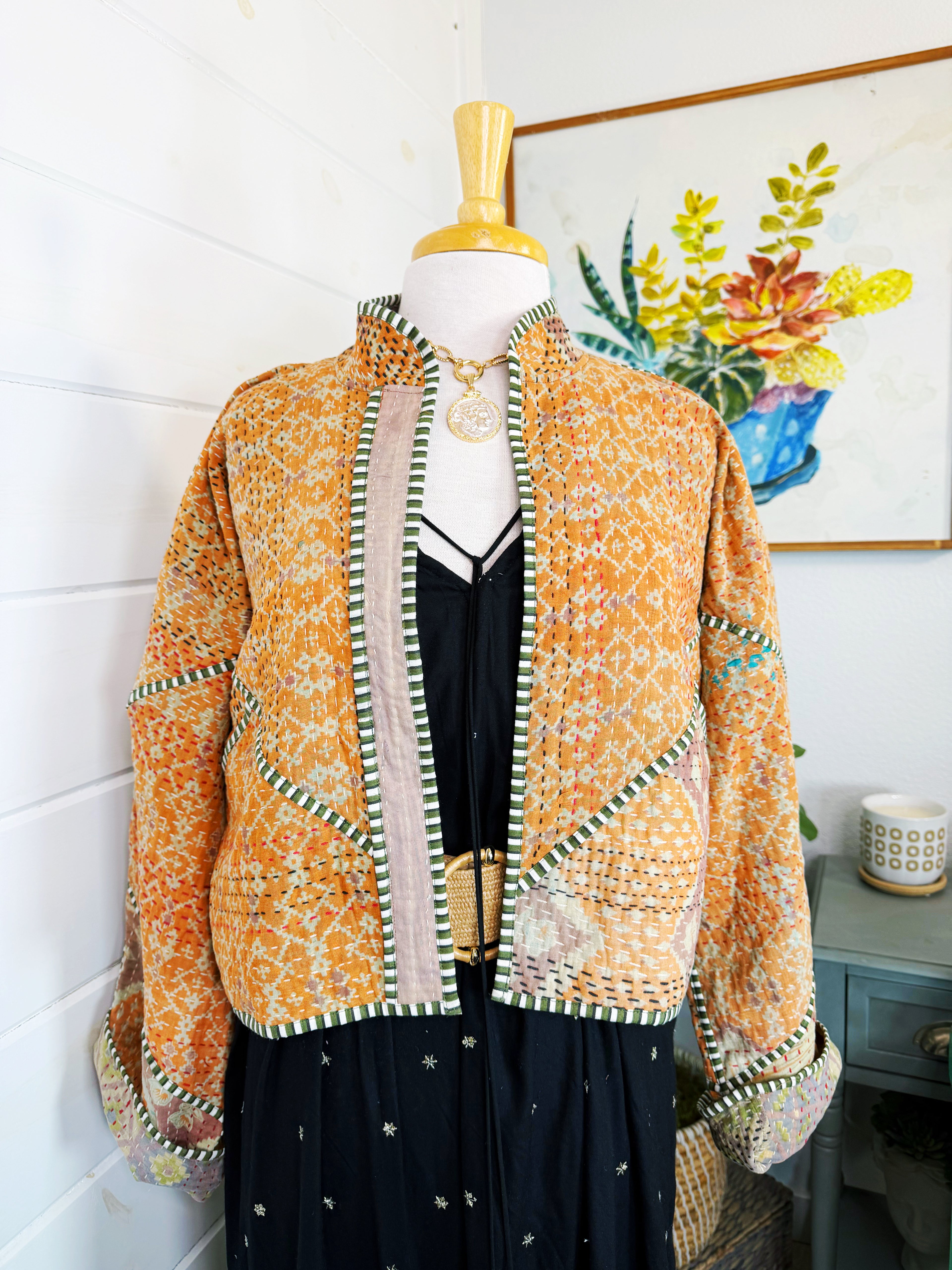 Patchwork Kantha Jacket – Quilted Reversible Blanket Coat