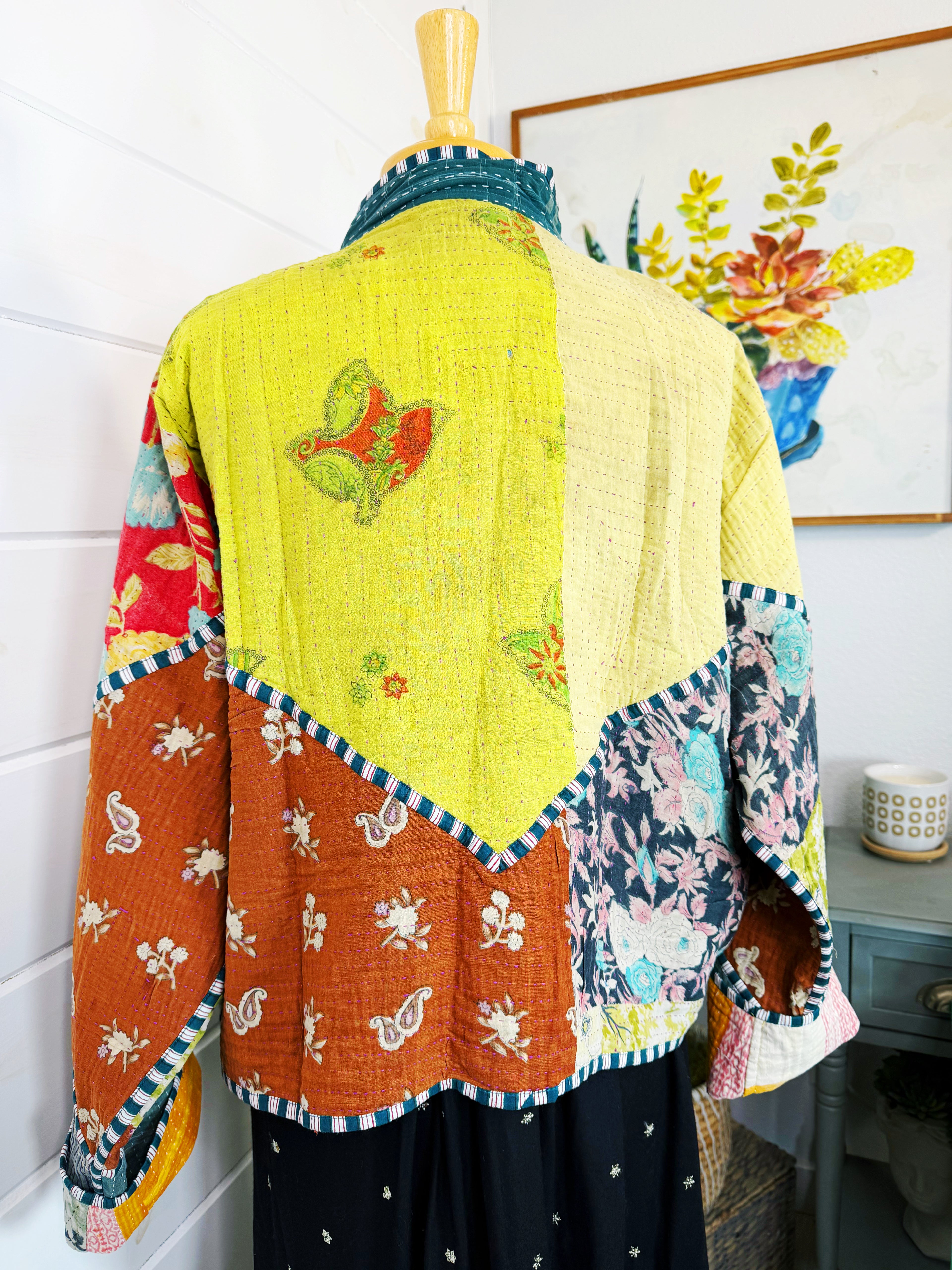 Patchwork Kantha Jacket – Quilted Reversible Blanket Coat