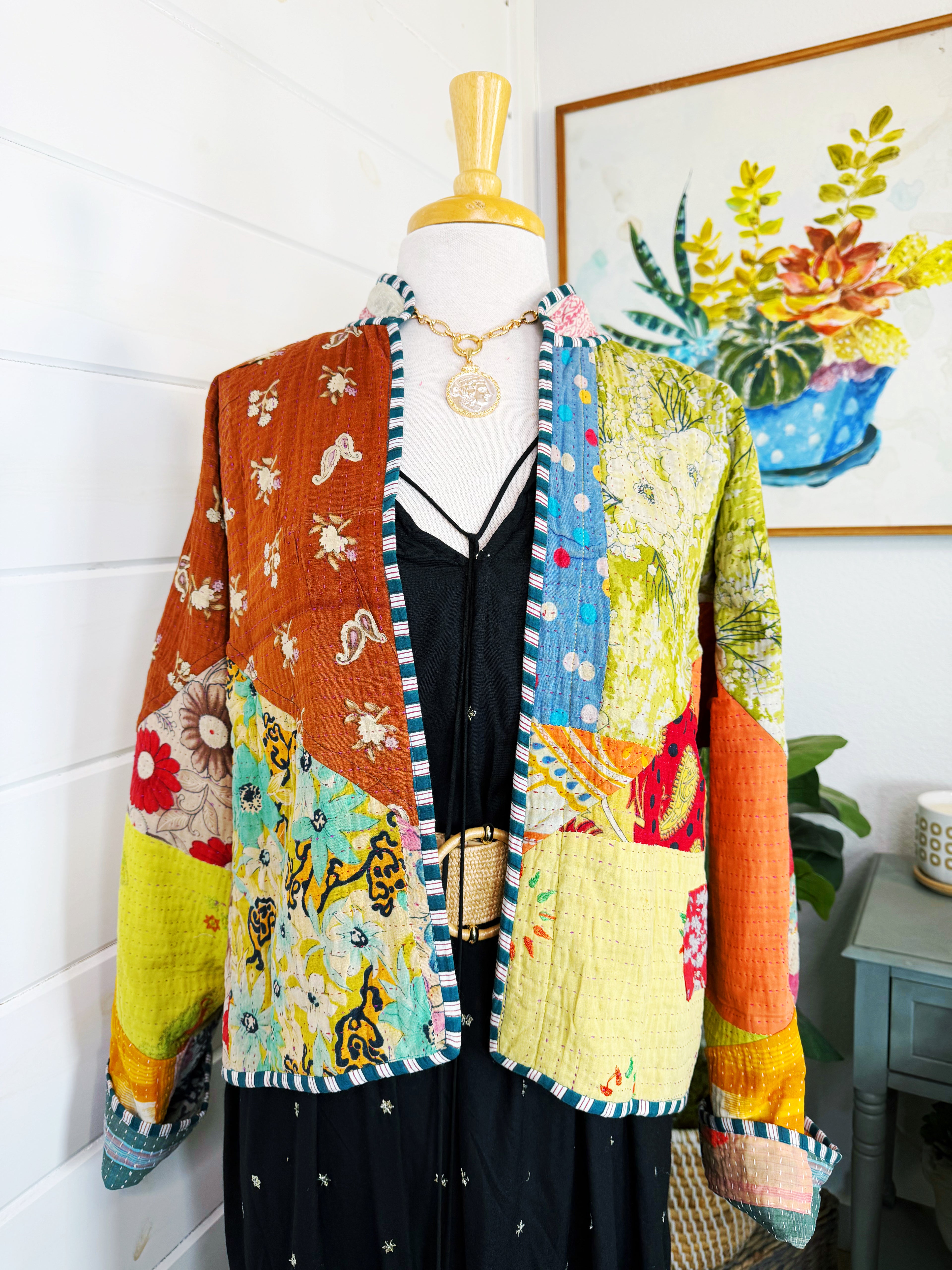 Patchwork Kantha Jacket – Quilted Reversible Blanket Coat
