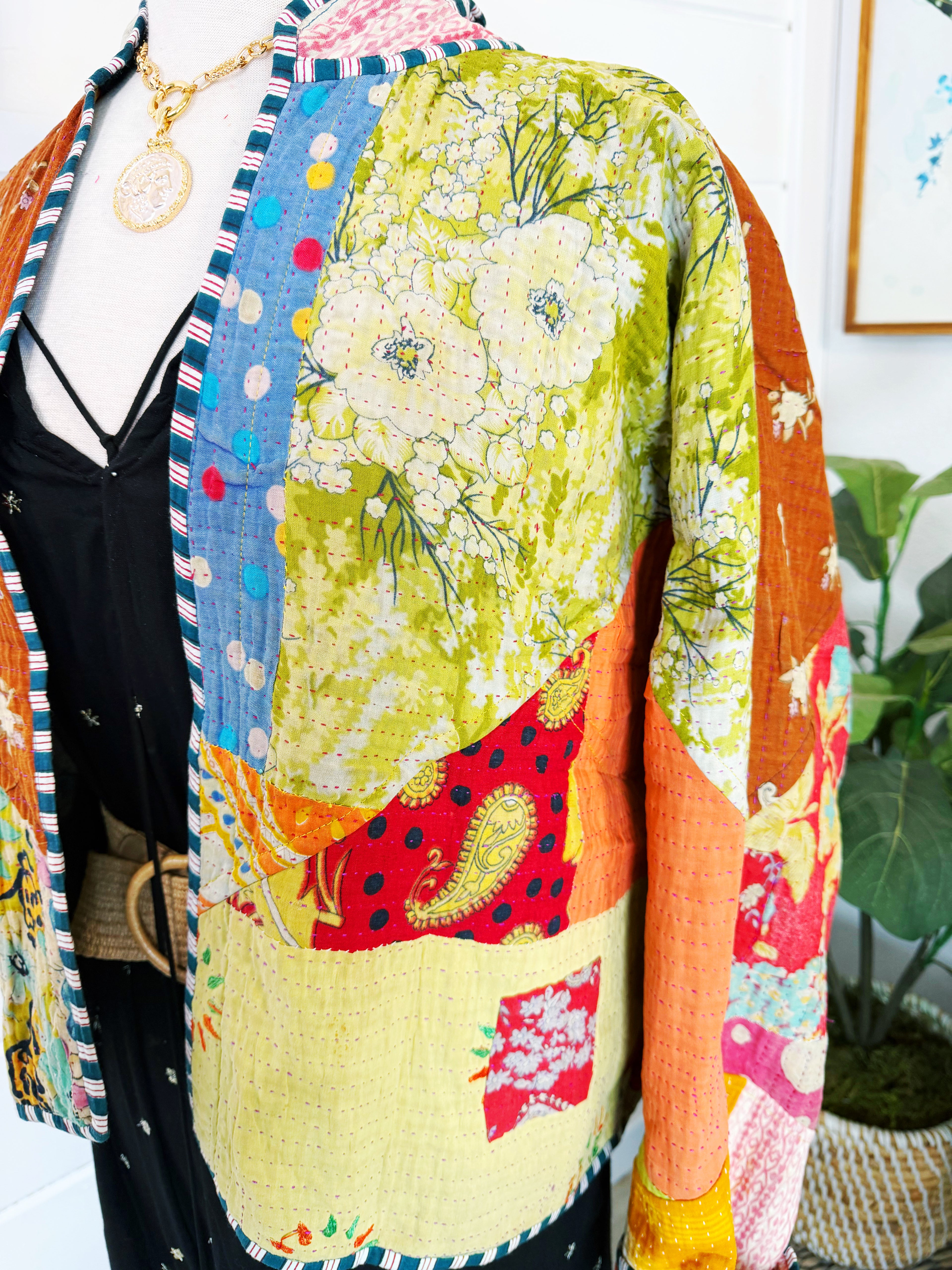 Patchwork Kantha Jacket – Quilted Reversible Blanket Coat