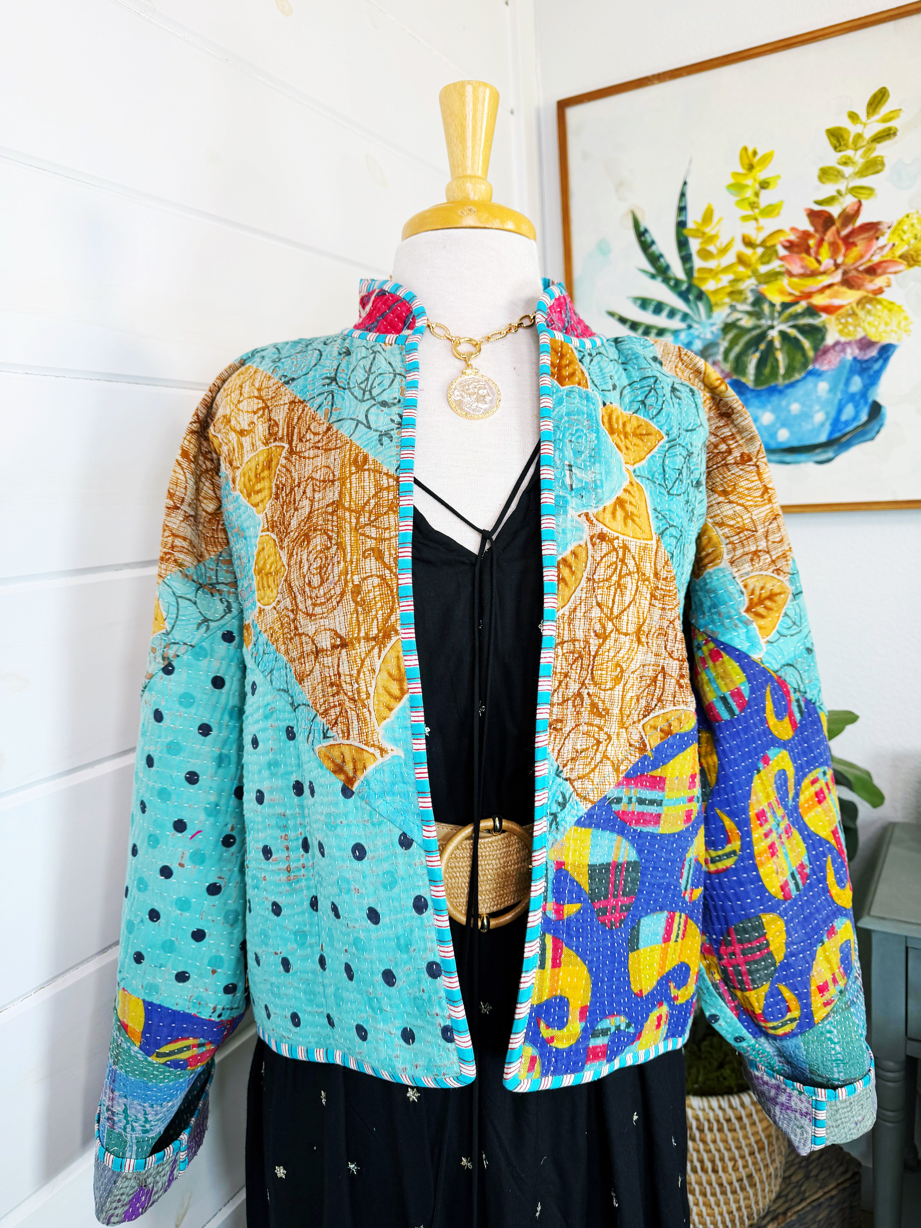 Patchwork Kantha Jacket – Quilted Reversible Blanket Coat