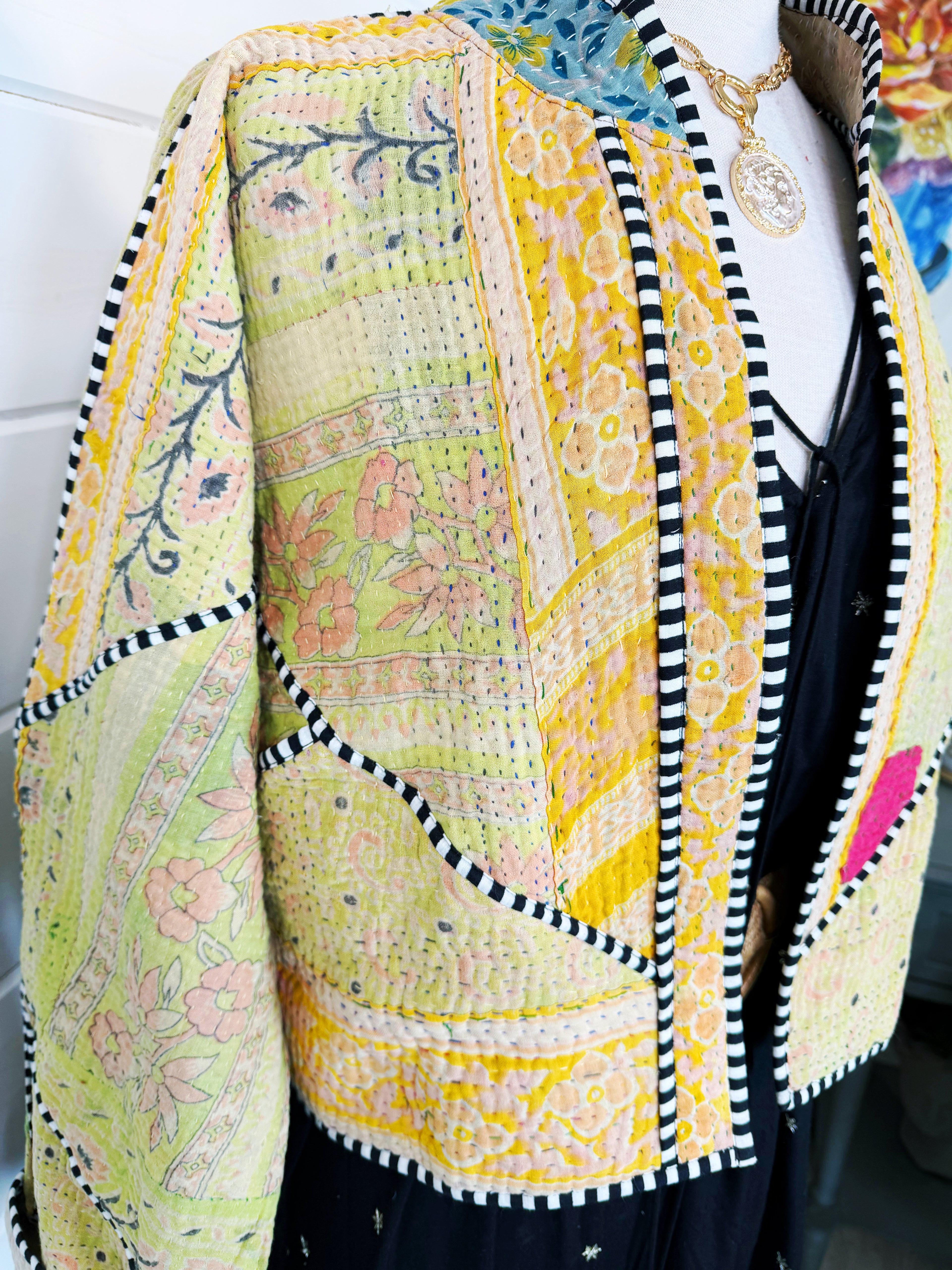 Patchwork Kantha Jacket – Quilted Reversible Blanket Coat