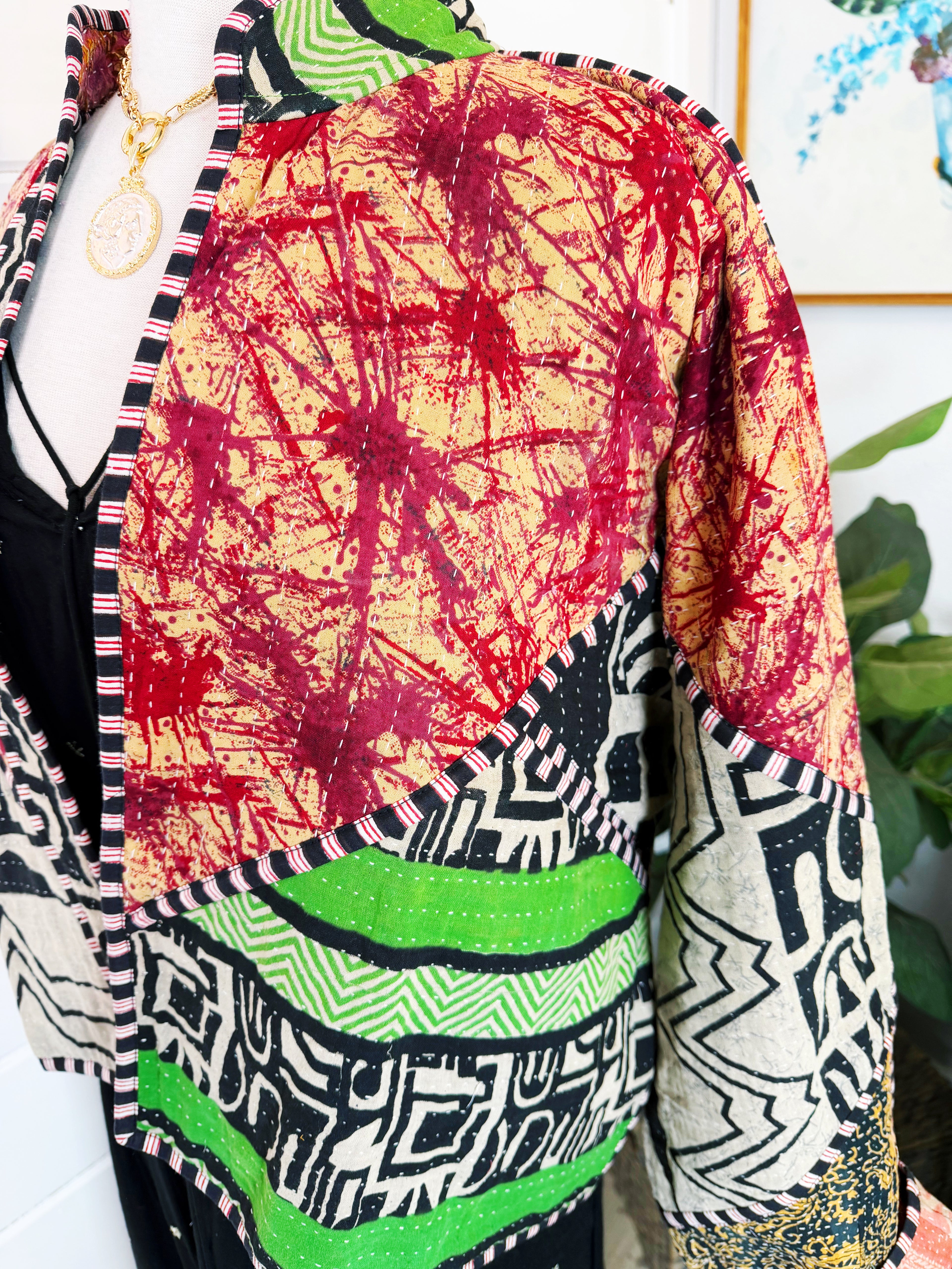 Patchwork Kantha Jacket – Quilted Reversible Blanket Coat