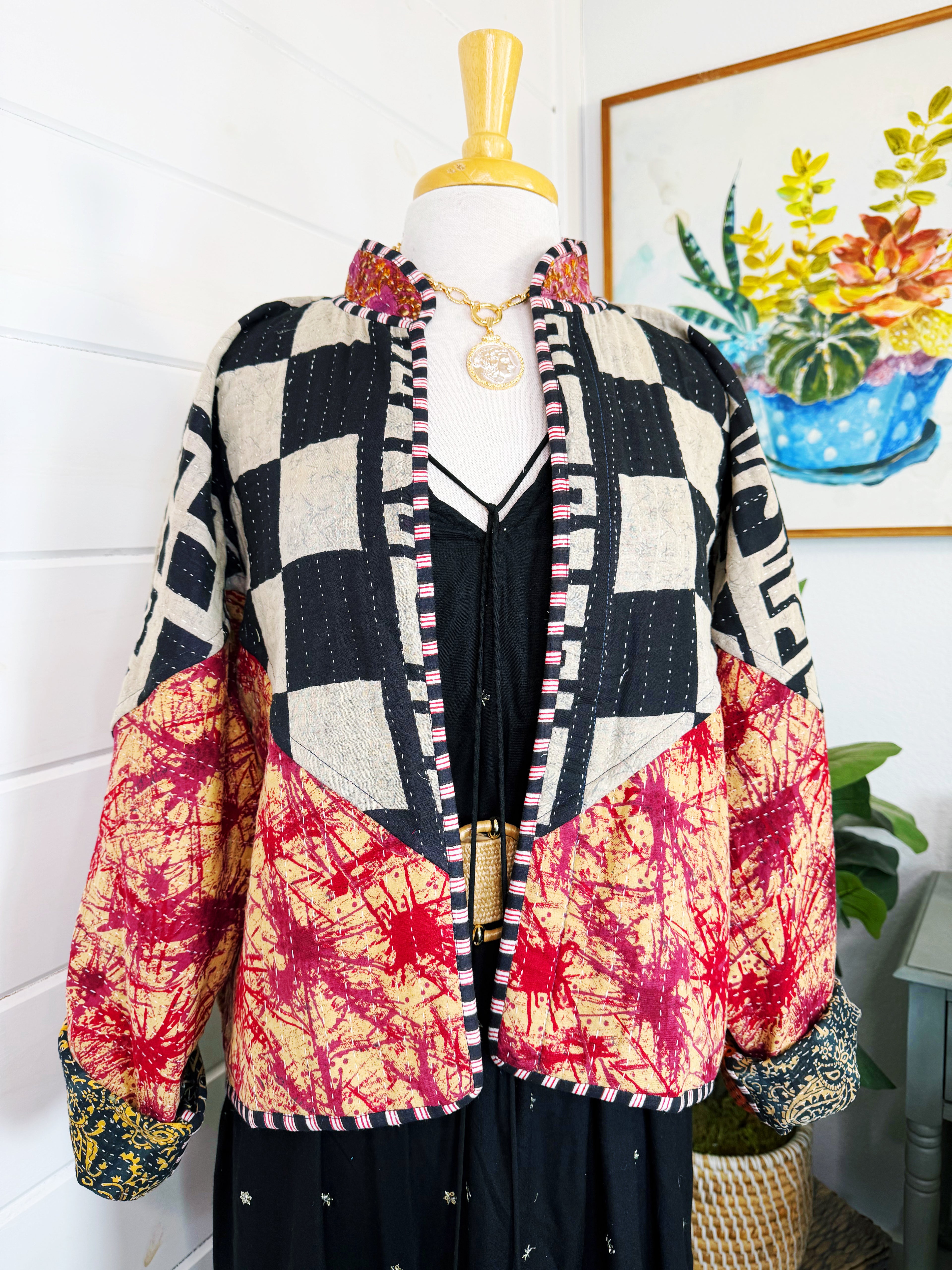 Patchwork Kantha Jacket – Quilted Reversible Blanket Coat