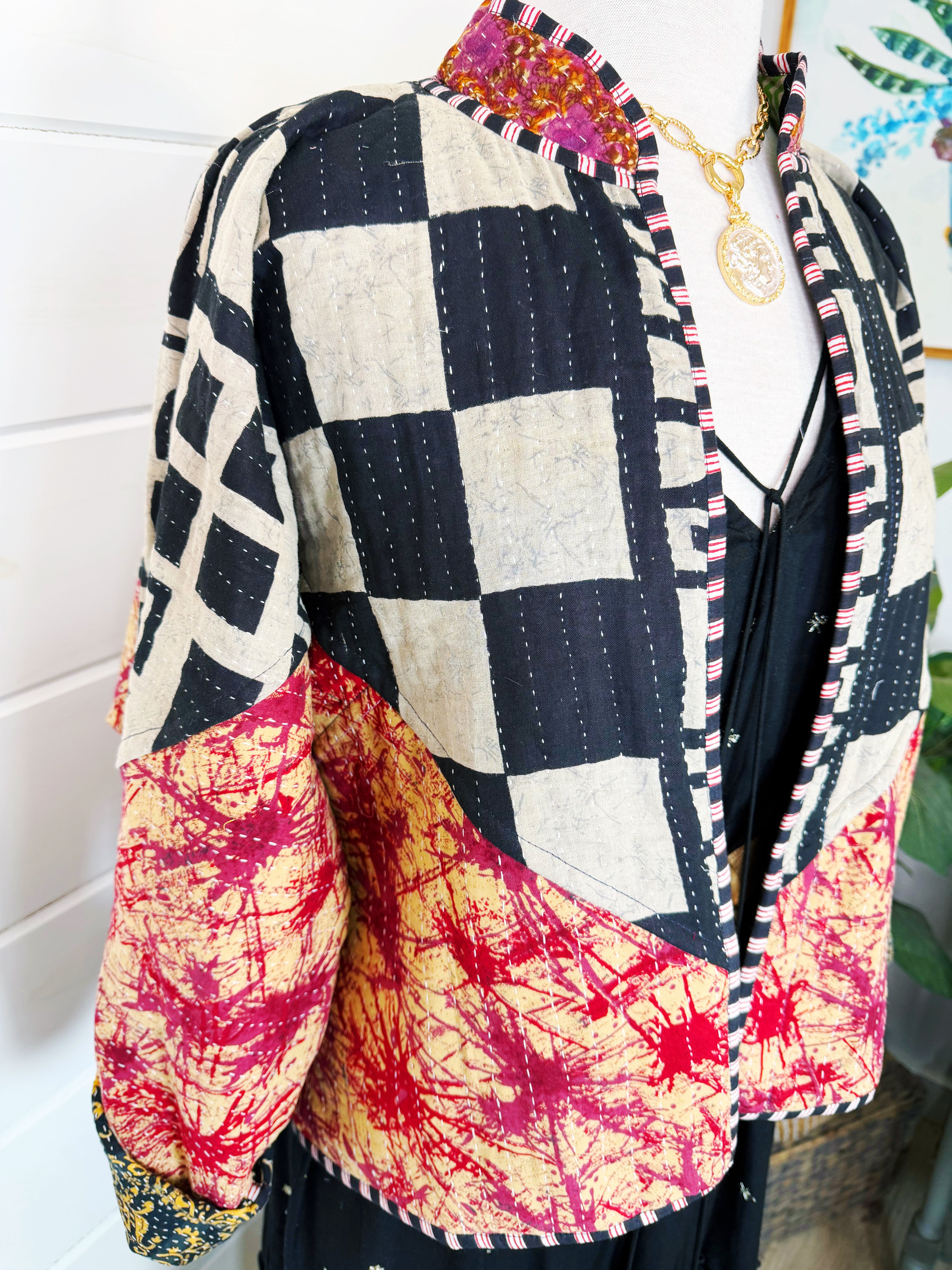 Patchwork Kantha Jacket – Quilted Reversible Blanket Coat