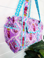 Quilted Mini Duffle Bag - Purple Wildflower Print