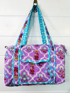 Quilted Mini Duffle Bag - Purple Wildflower Print