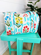 Quilted Mini Duffle Bag - Aqua Garden Party Print