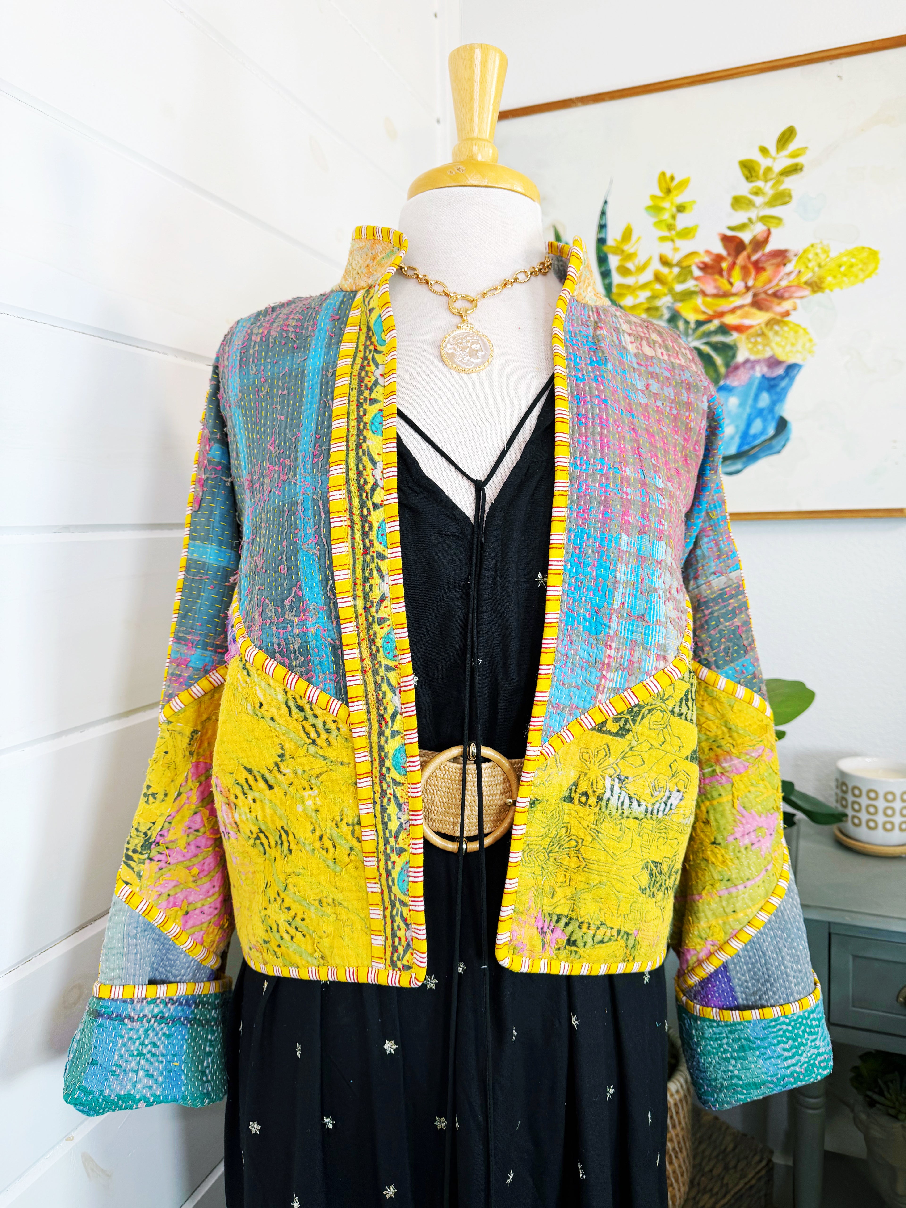 Patchwork Kantha Jacket – Quilted Reversible Blanket Coat
