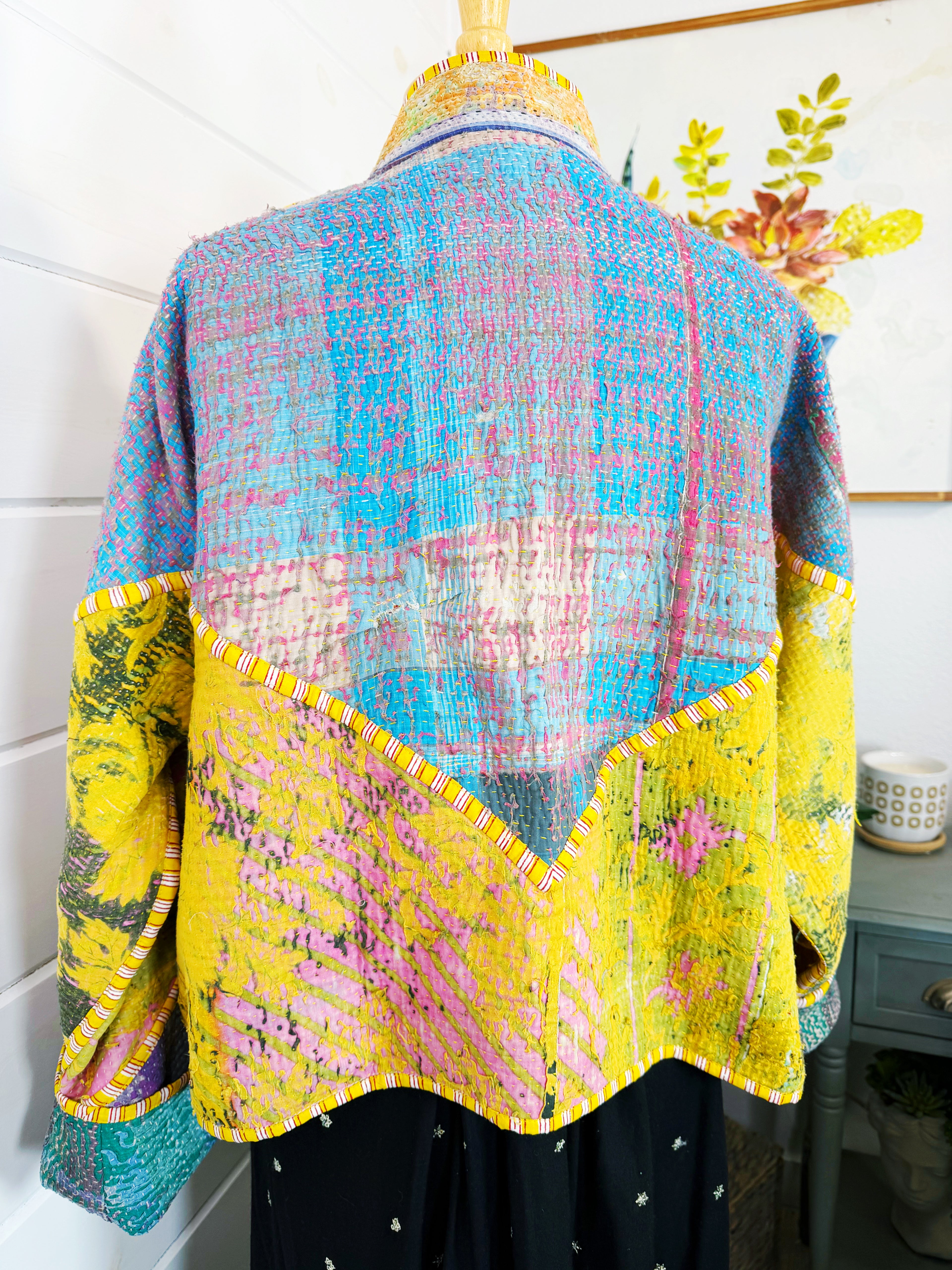 Patchwork Kantha Jacket – Quilted Reversible Blanket Coat