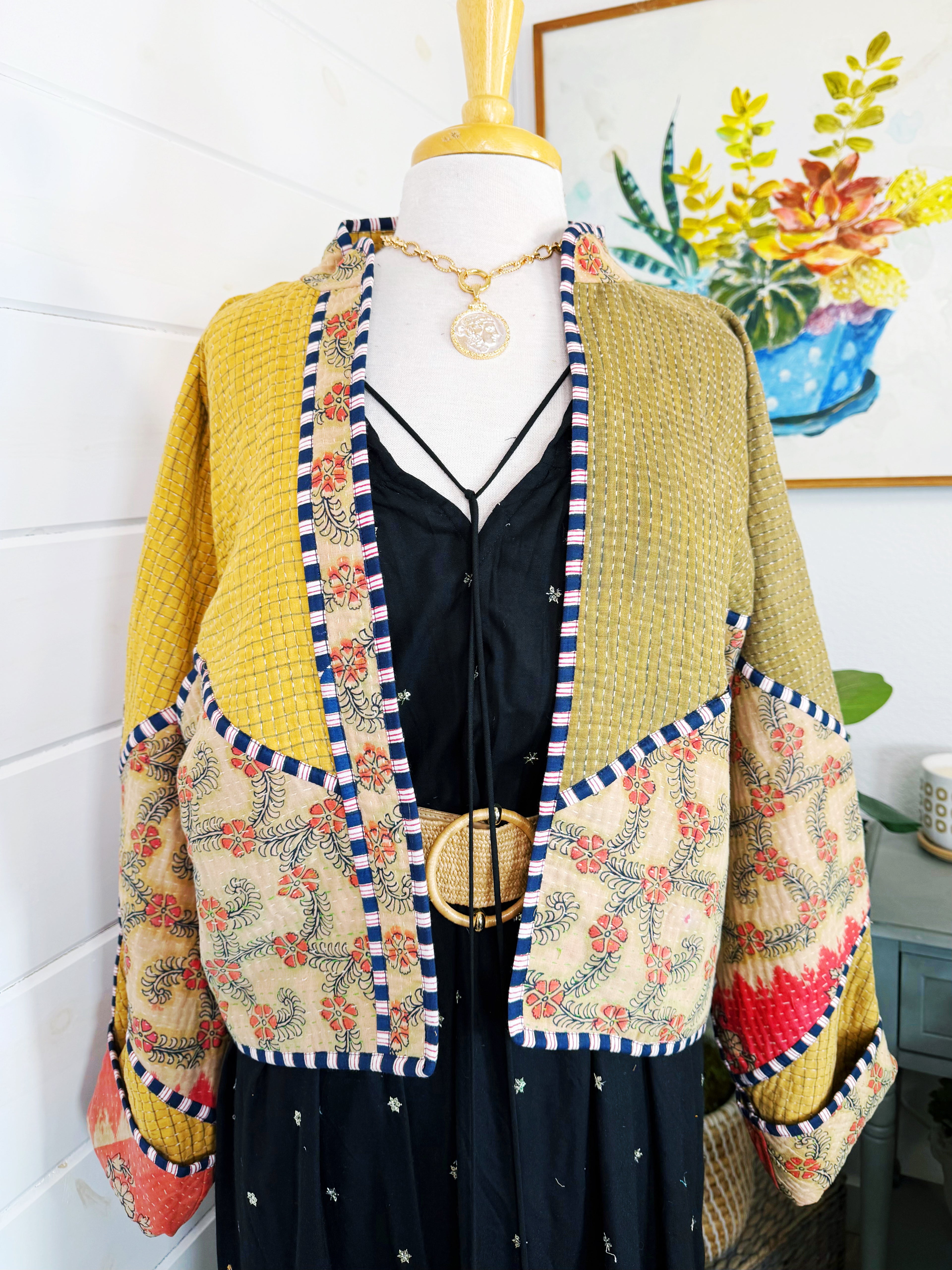 Patchwork Kantha Jacket – Quilted Reversible Blanket Coat
