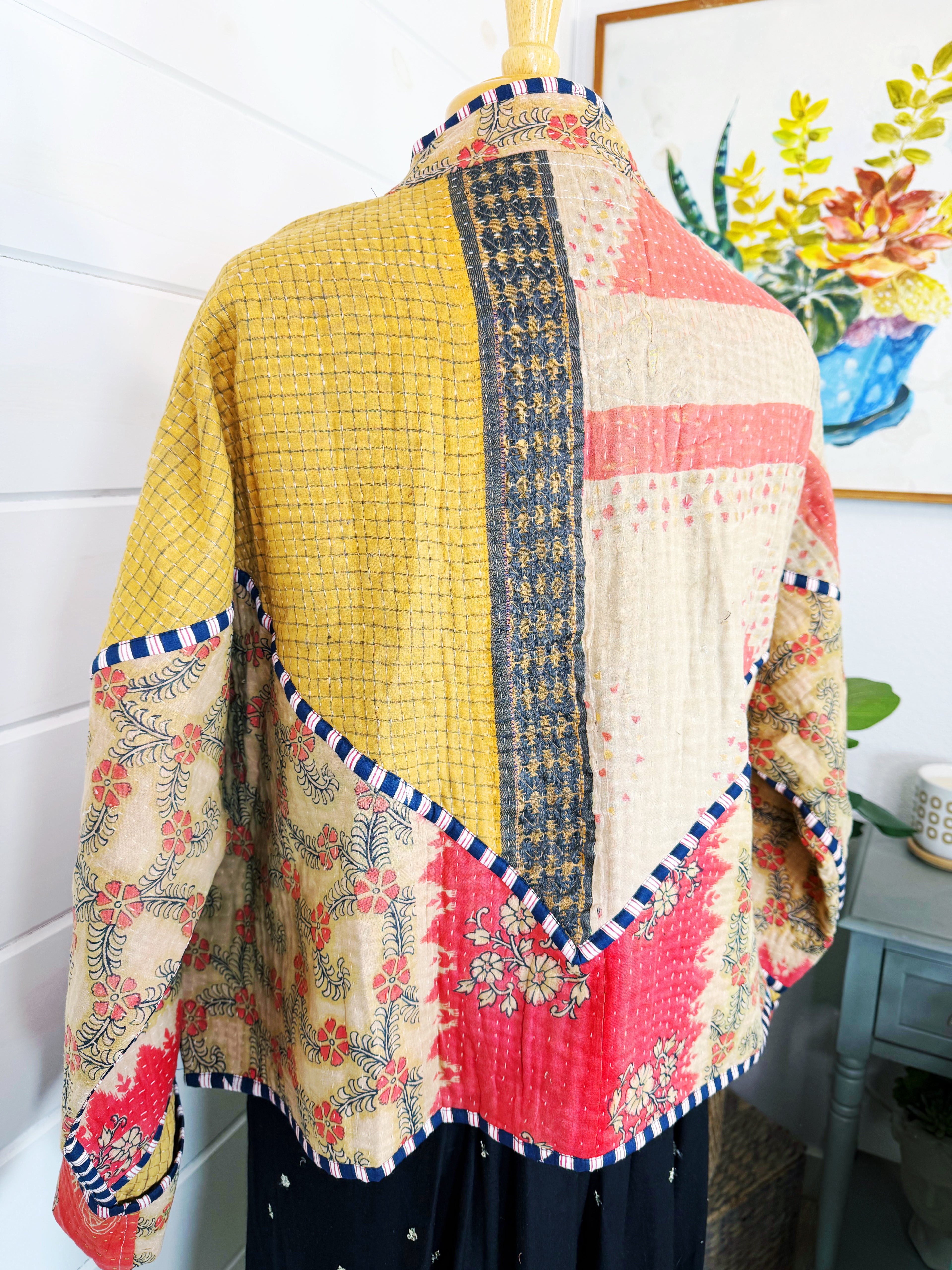 Patchwork Kantha Jacket – Quilted Reversible Blanket Coat