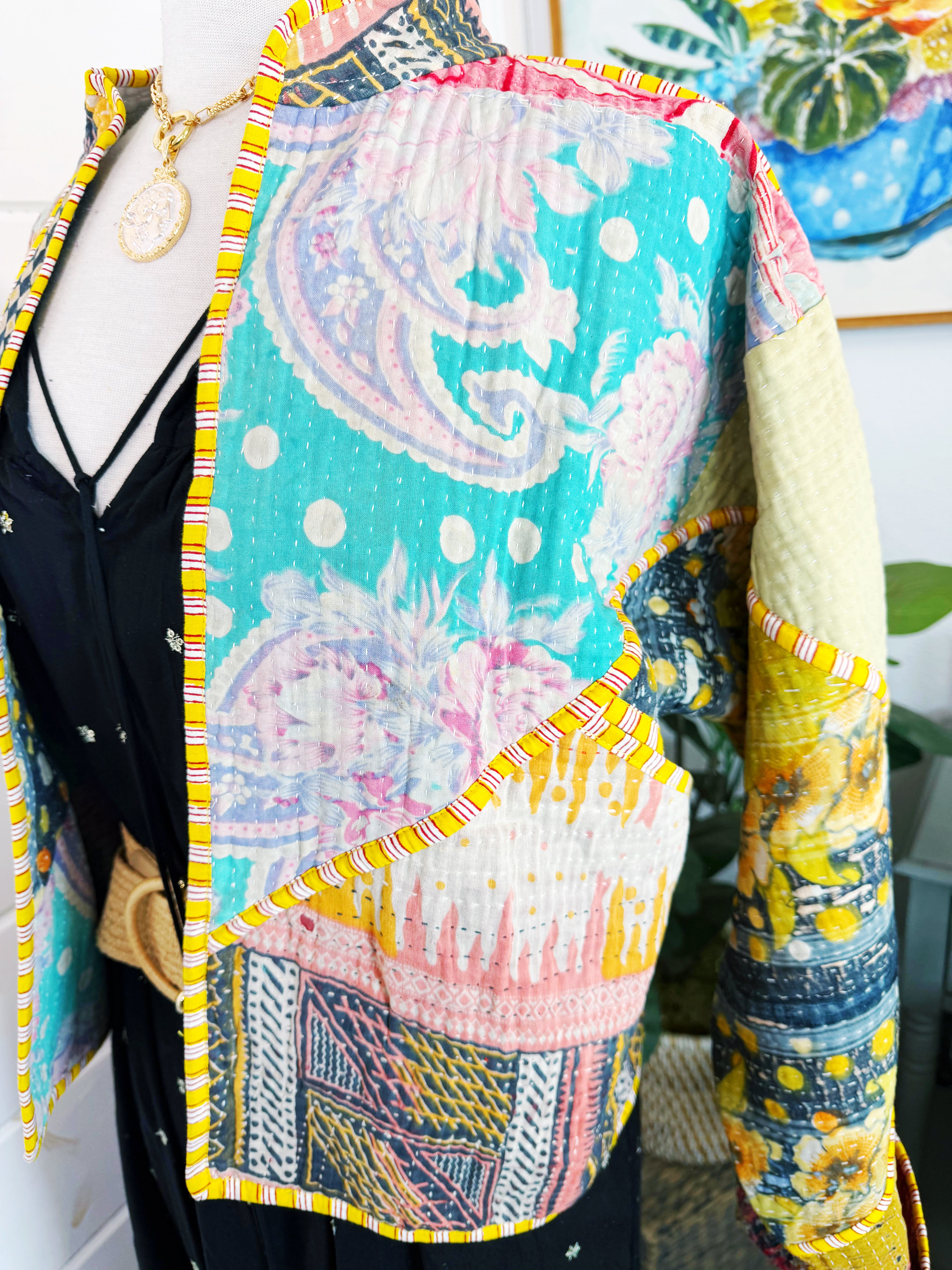 Patchwork Kantha Jacket – Quilted Reversible Blanket Coat